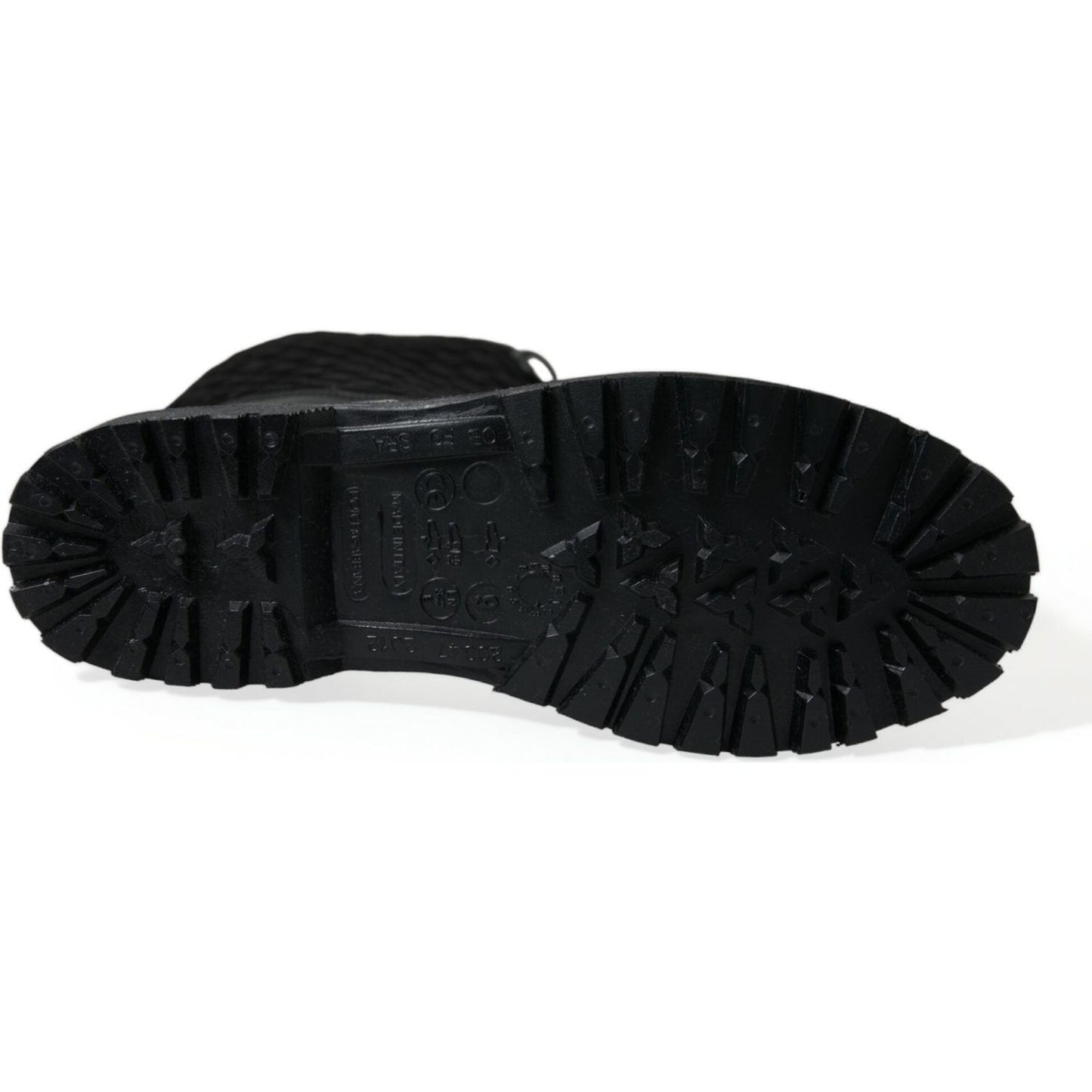 Dolce & Gabbana Elegant Quilted Lace-Up Rain Boots Dolce & Gabbana Black