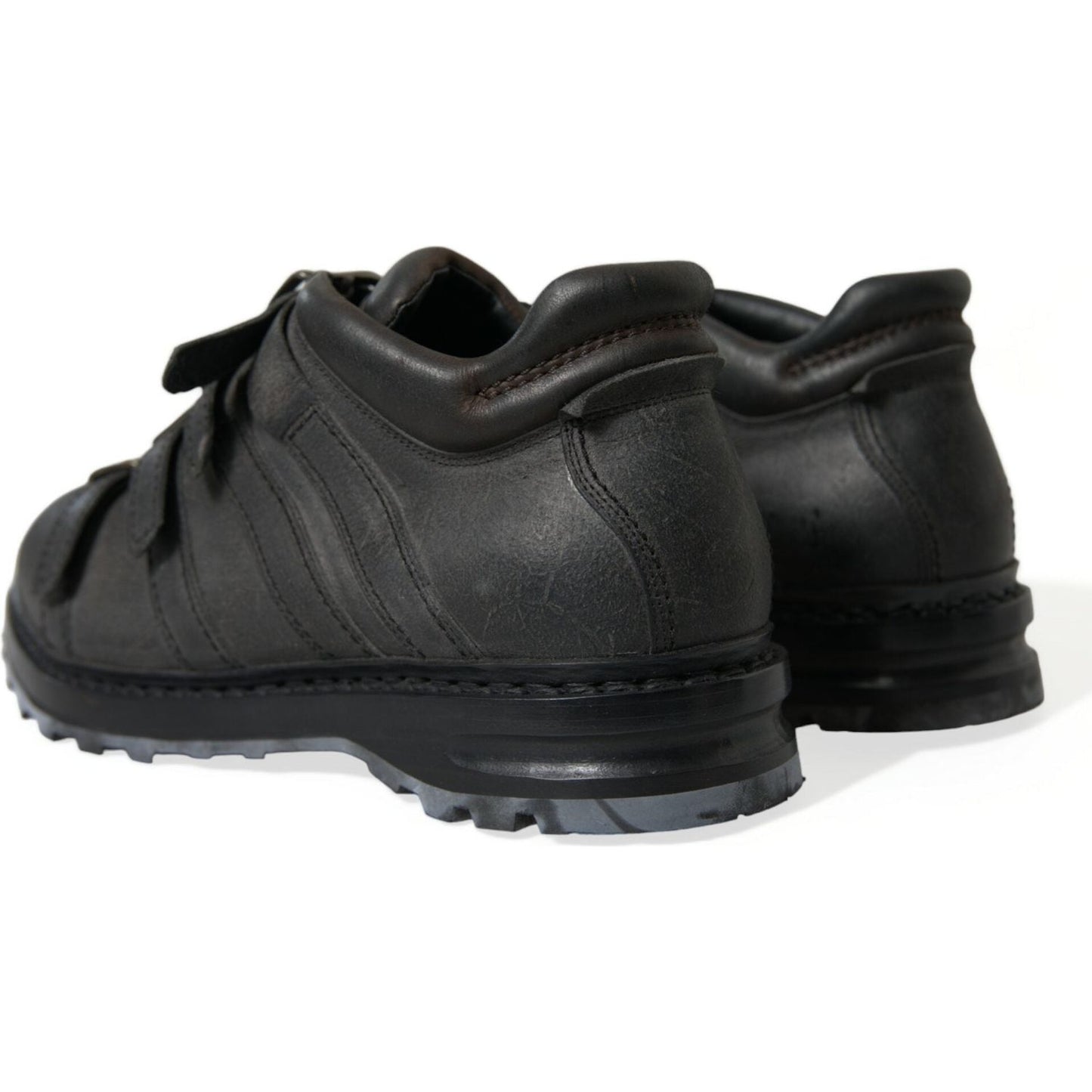 Dolce & Gabbana Black Leather Ankle Strap Boots Dolce & Gabbana Dark Slate Gray