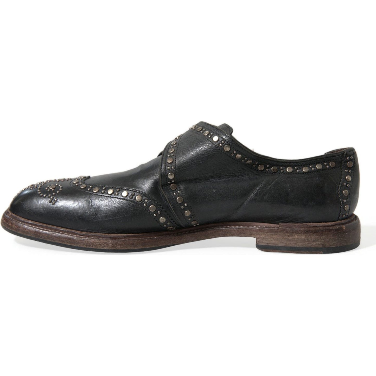 Dolce & Gabbana Elegant Calfskin Leather Monk Straps Dolce & Gabbana Dark Slate Gray