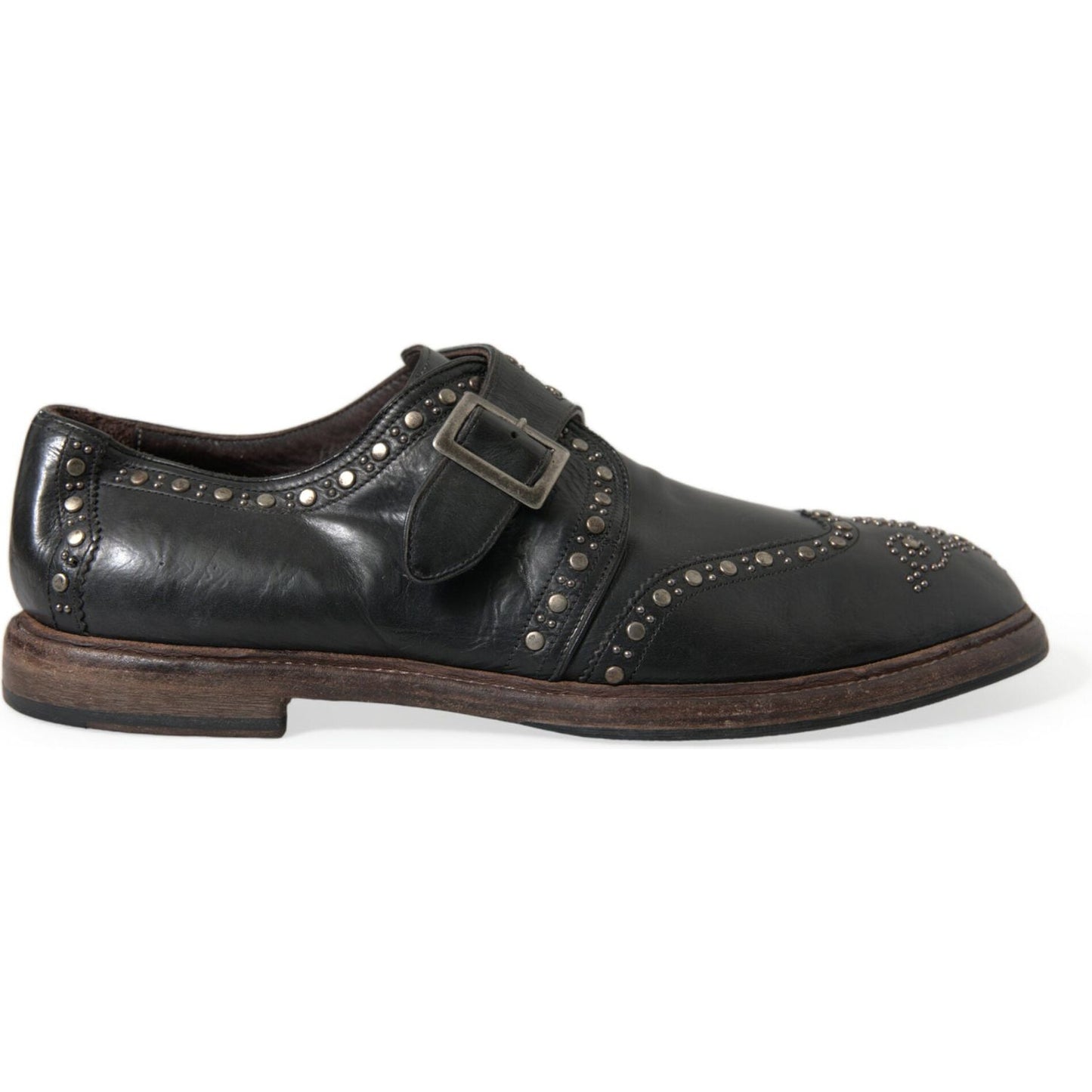 Dolce & Gabbana Elegant Calfskin Leather Monk Straps Dolce & Gabbana Dark Slate Gray