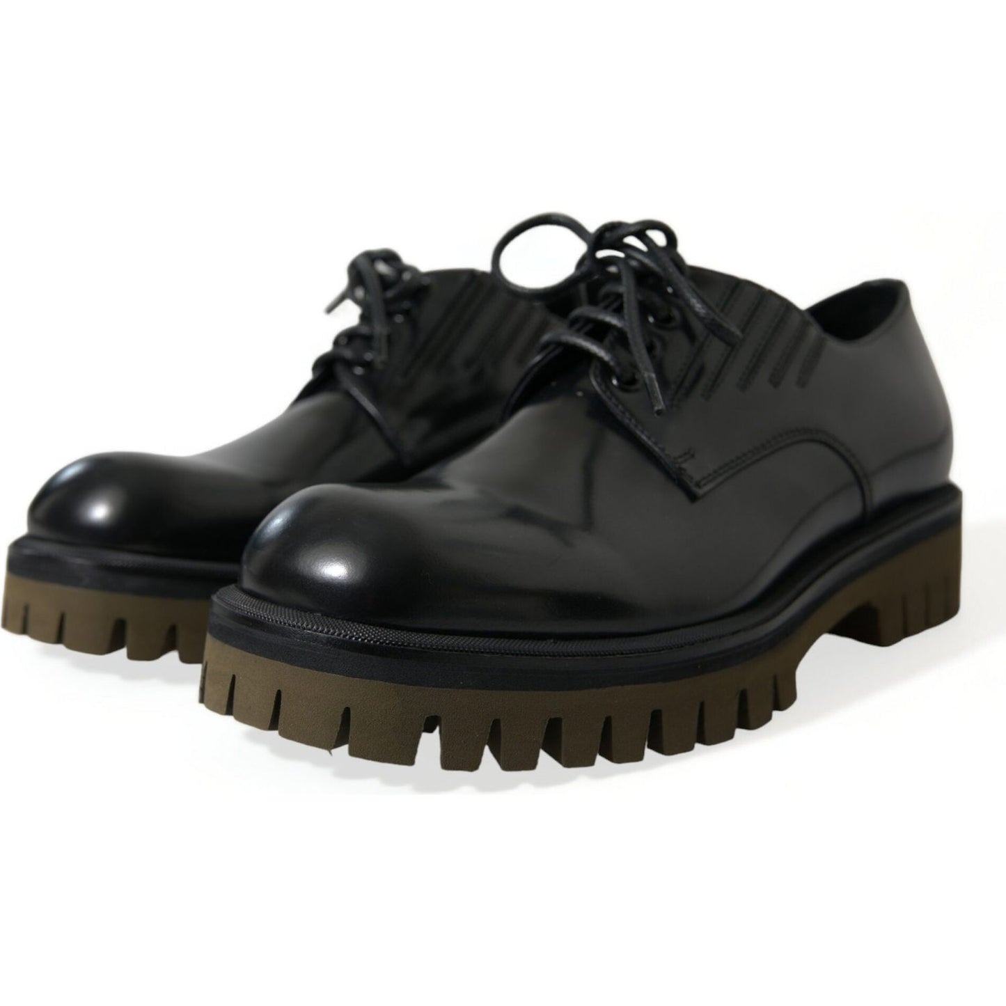 Dolce & Gabbana Elegant Black Leather Derby Dress Shoes Dolce & Gabbana Dark Slate Gray