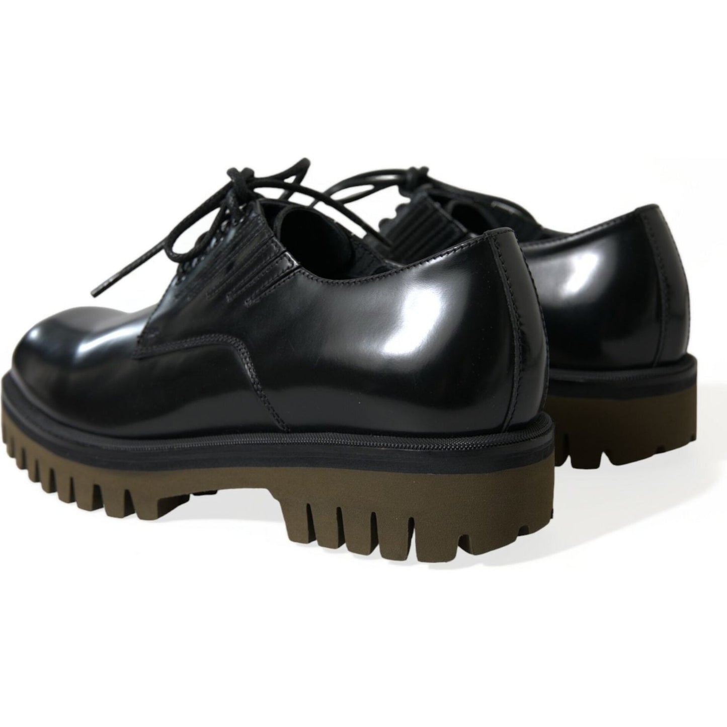 Dolce & Gabbana Elegant Black Leather Derby Dress Shoes Dolce & Gabbana Dark Slate Gray