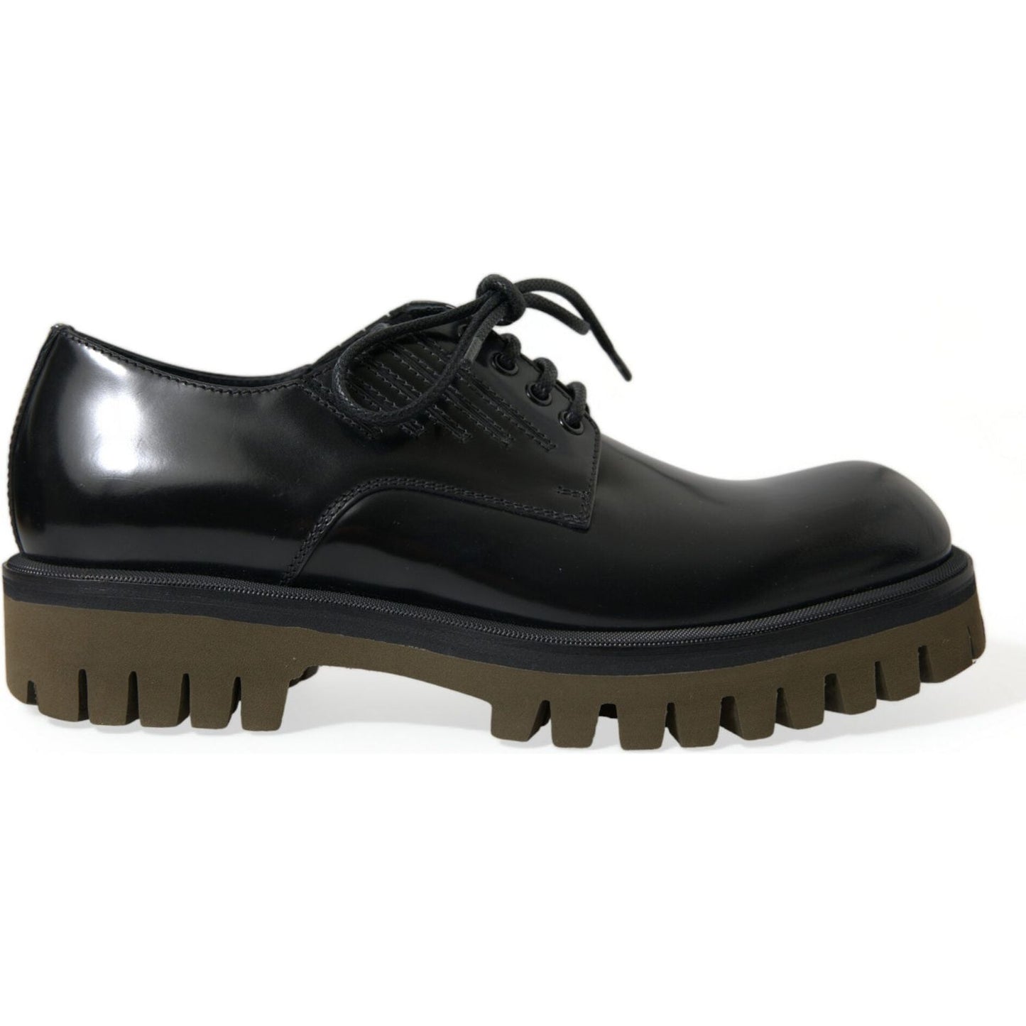 Dolce & Gabbana Elegant Black Leather Derby Dress Shoes Dolce & Gabbana Dark Slate Gray