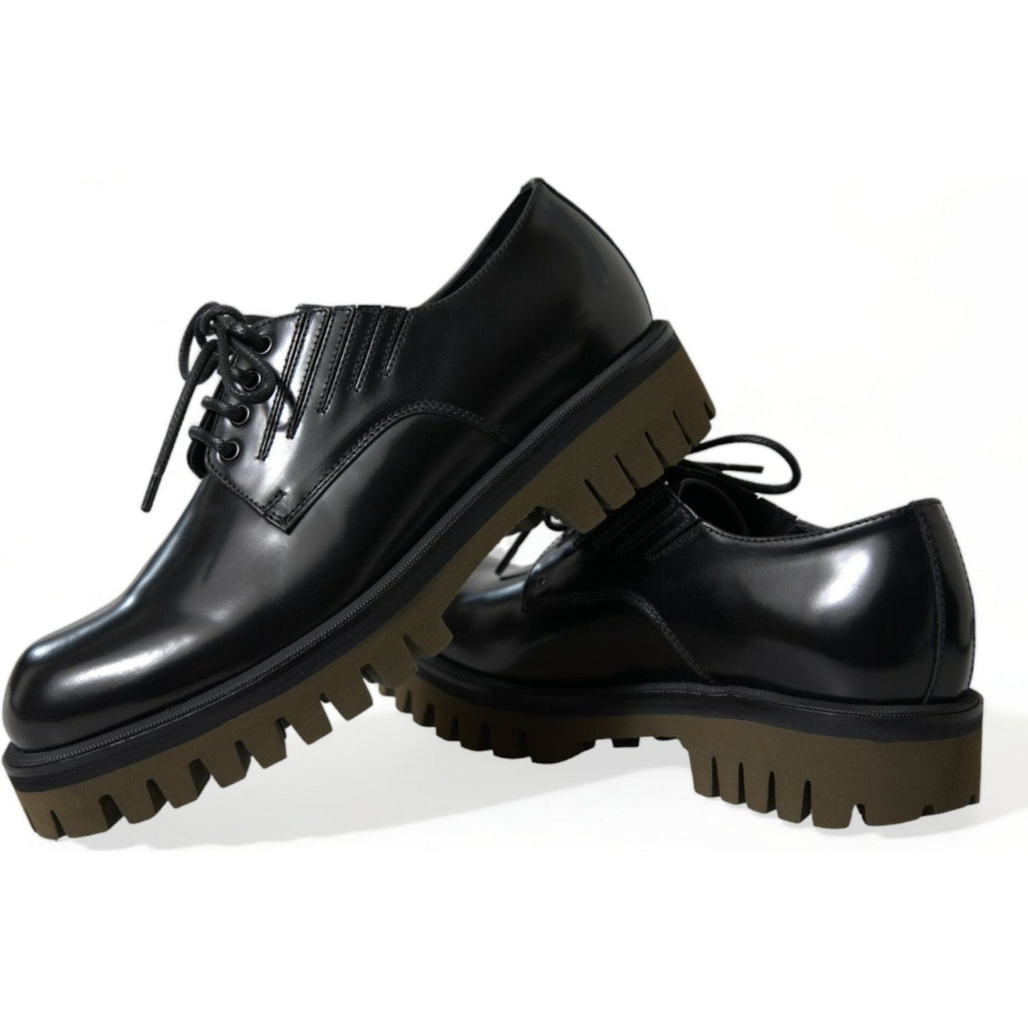 Dolce & Gabbana Elegant Black Leather Derby Dress Shoes Dolce & Gabbana Black