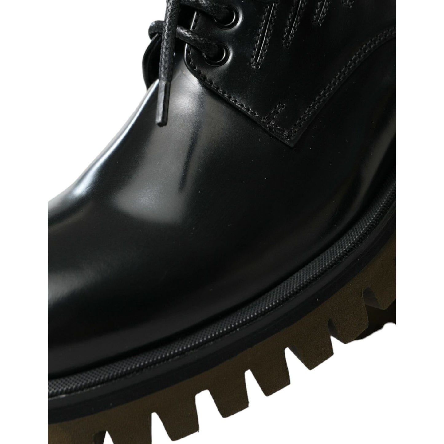 Dolce & Gabbana Elegant Black Leather Derby Dress Shoes Dolce & Gabbana Black