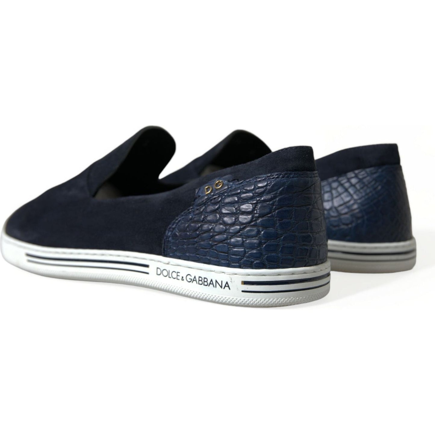 Dolce & Gabbana Elegant Blue Suede Leather Loafers Dolce & Gabbana Light Gray