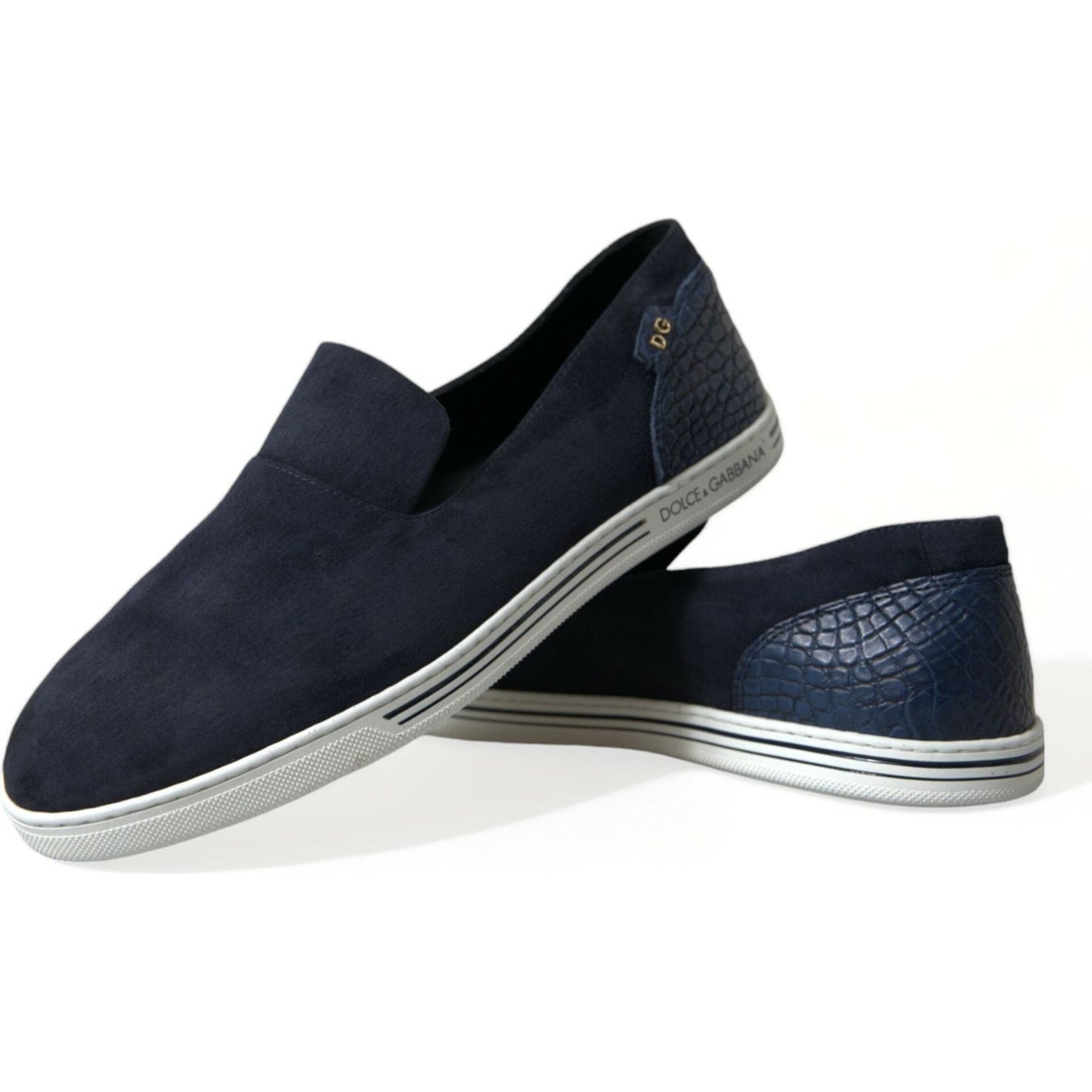 Dolce & Gabbana Elegant Blue Suede Leather Loafers Dolce & Gabbana Light Gray