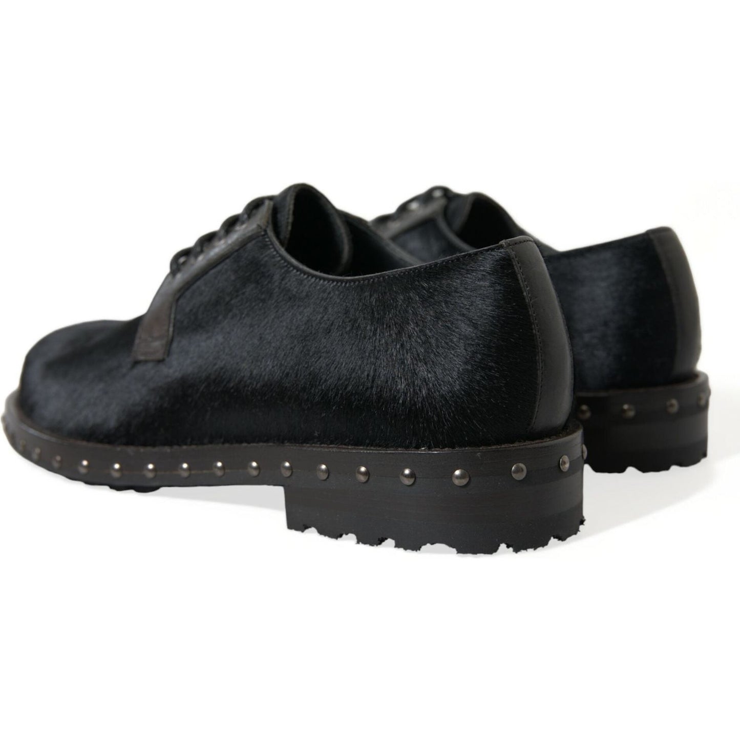 Dolce & Gabbana Elegant Black Calf Fur Derby Shoes Dolce & Gabbana Dark Slate Gray