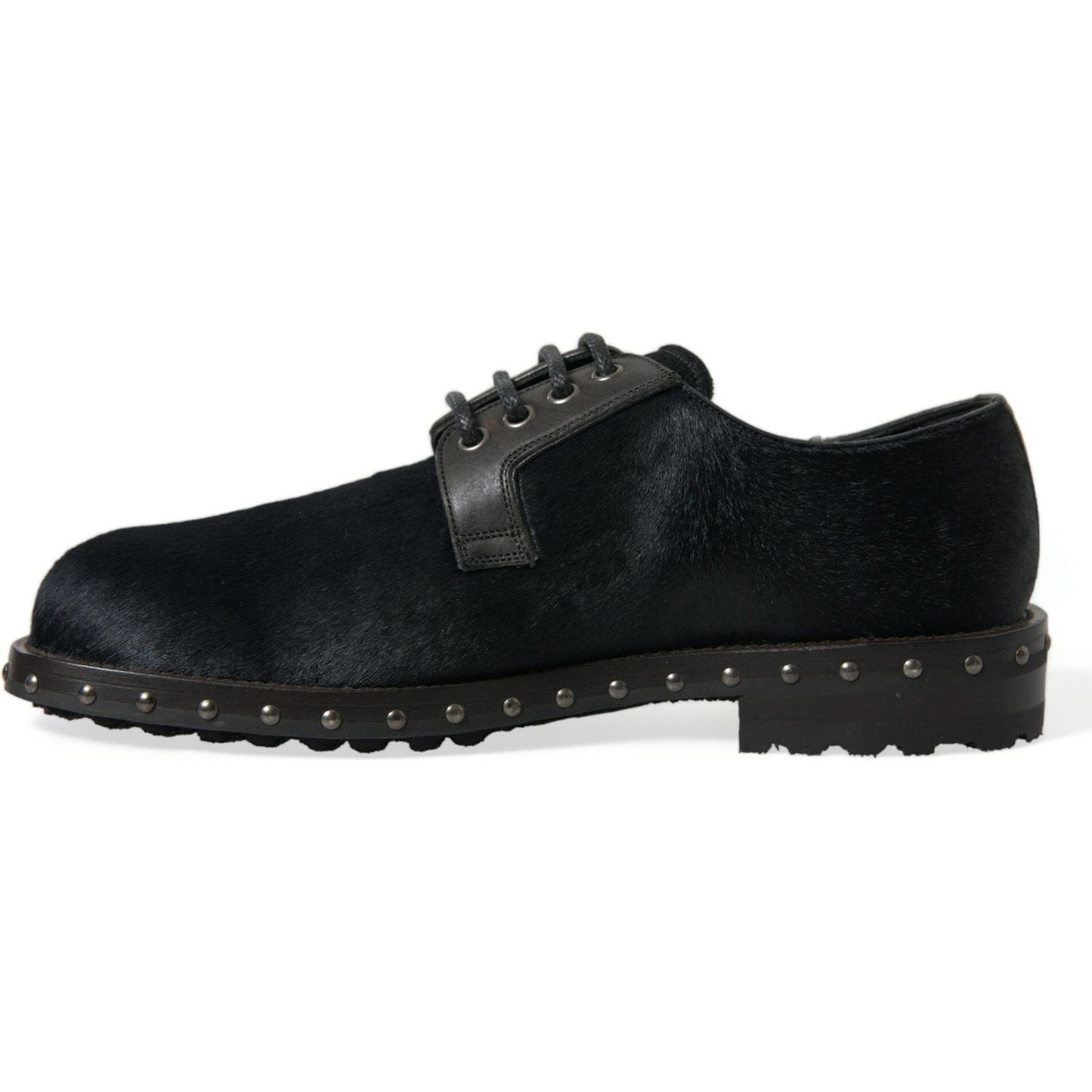 Dolce & Gabbana Elegant Black Calf Fur Derby Shoes Dolce & Gabbana Black