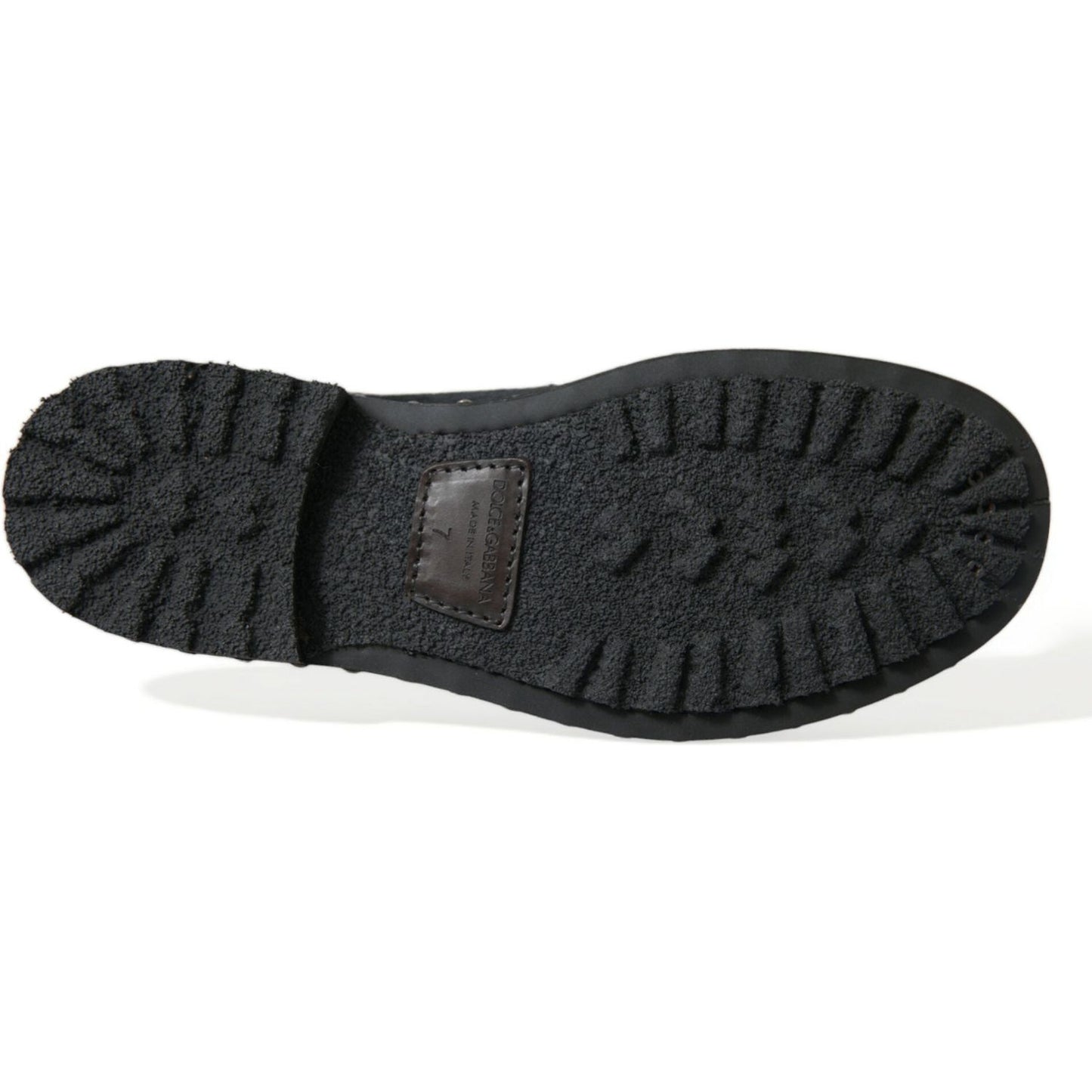 Dolce & Gabbana Elegant Black Calf Fur Derby Shoes Dolce & Gabbana Dark Slate Gray