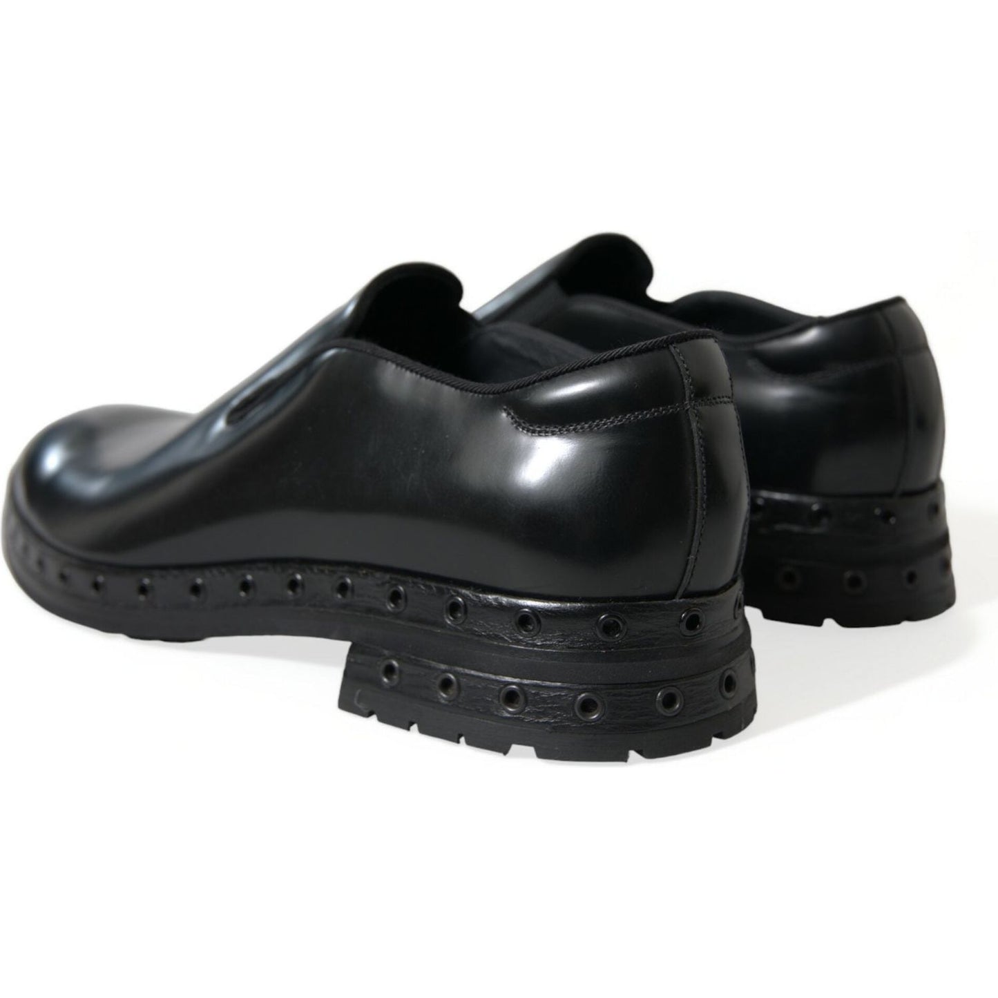 Dolce & Gabbana Elegant Black Leather Studded Loafers Dolce & Gabbana Dark Slate Gray