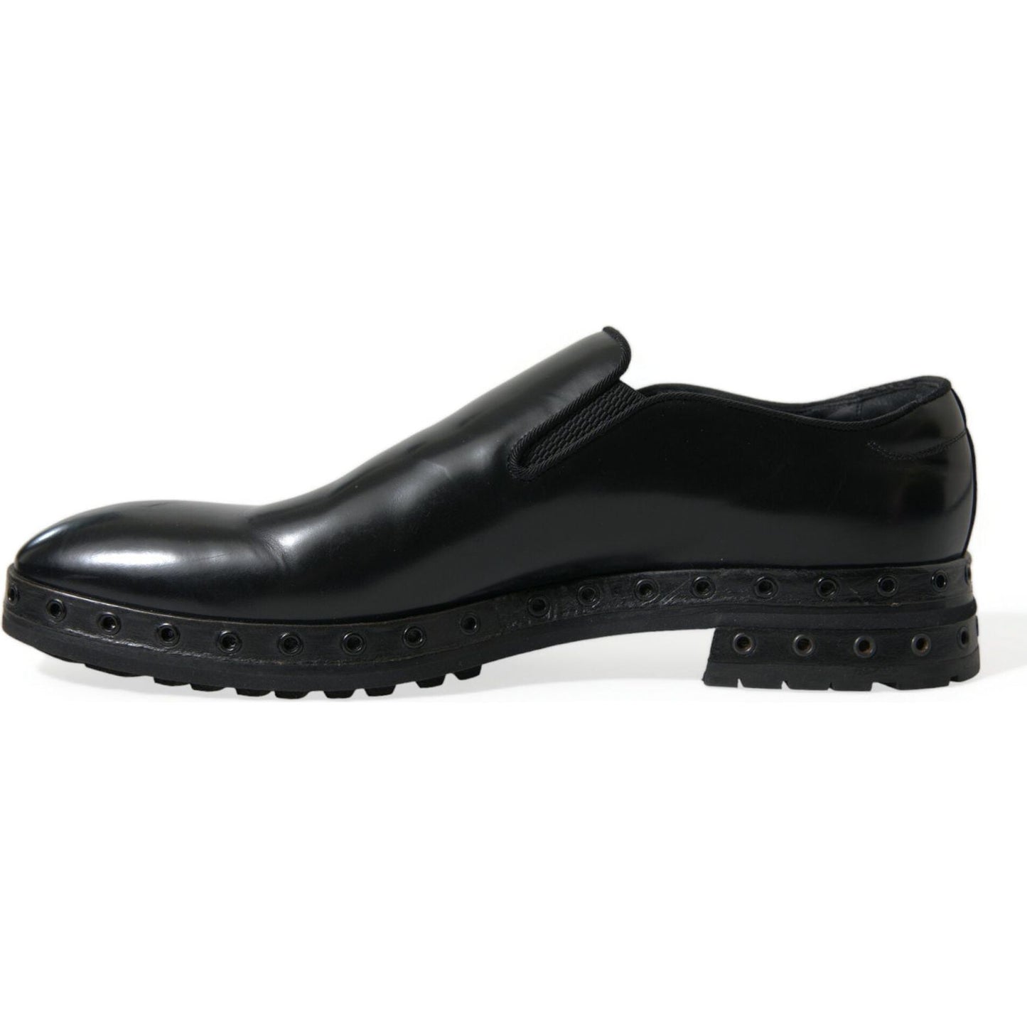 Dolce & Gabbana Elegant Black Leather Studded Loafers Dolce & Gabbana Black