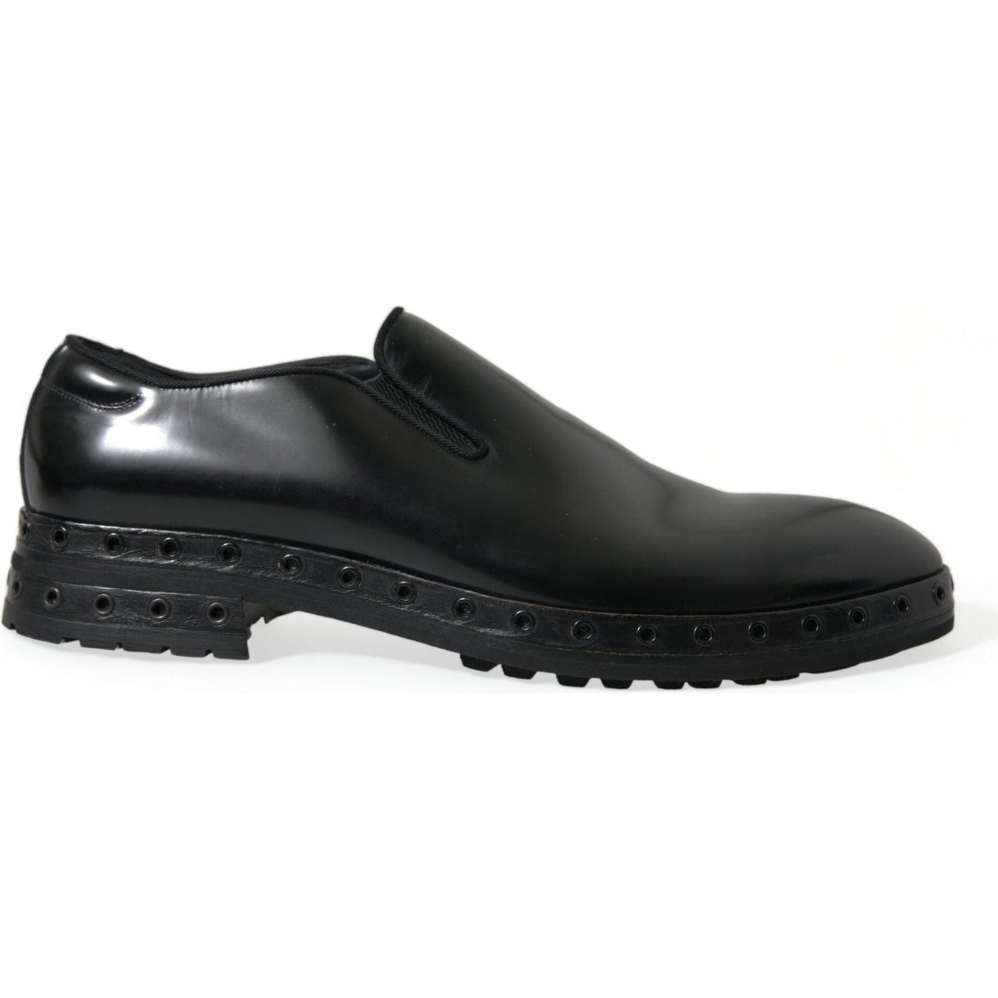 Dolce & Gabbana Elegant Black Leather Studded Loafers Dolce & Gabbana Dark Slate Gray