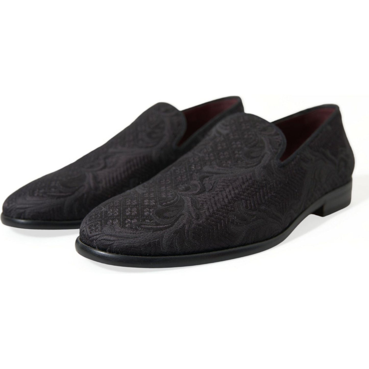 Dolce & Gabbana Elegant Black Brocade Dress Loafers Dolce & Gabbana Dark Slate Gray
