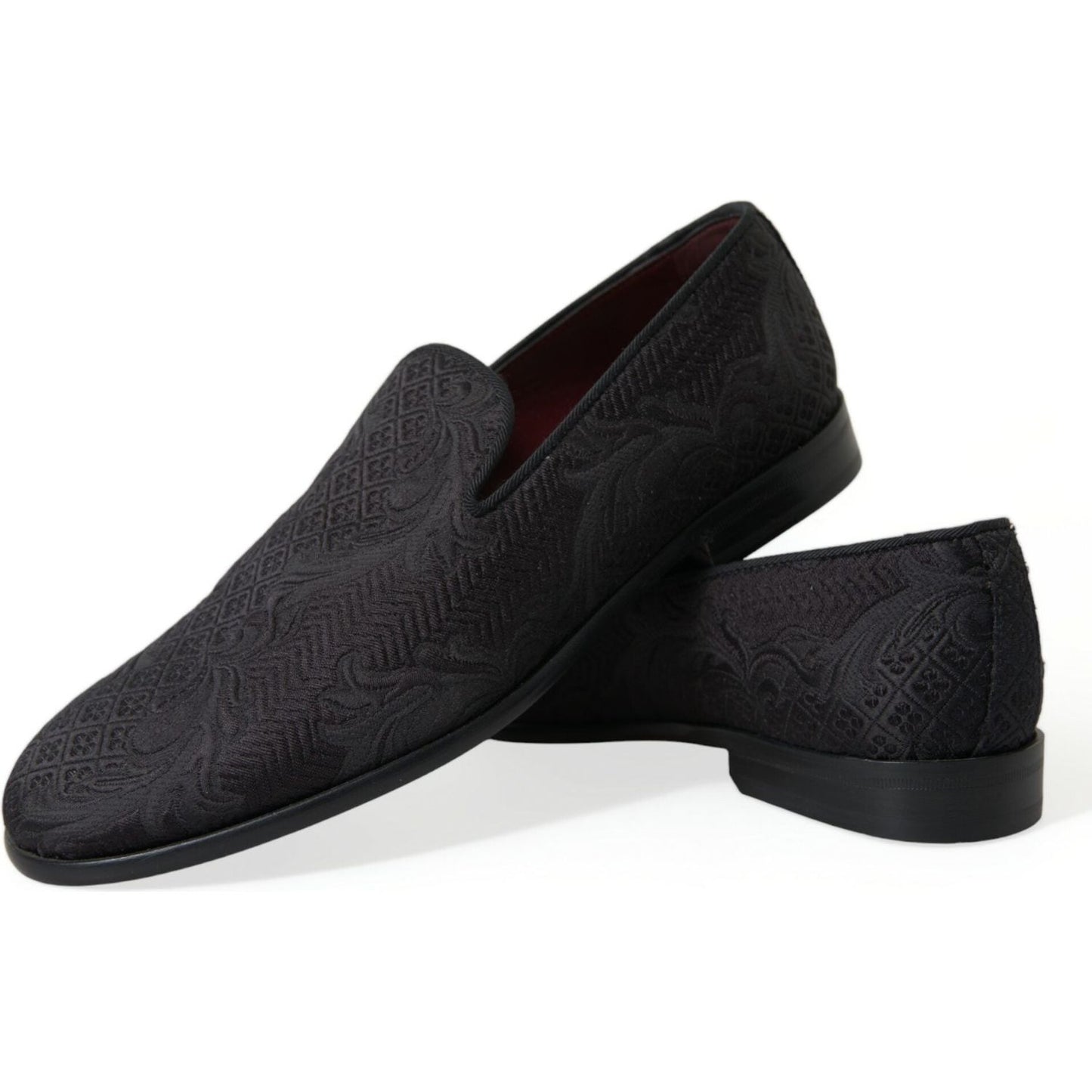 Dolce & Gabbana Elegant Black Brocade Dress Loafers Dolce & Gabbana Dark Slate Gray