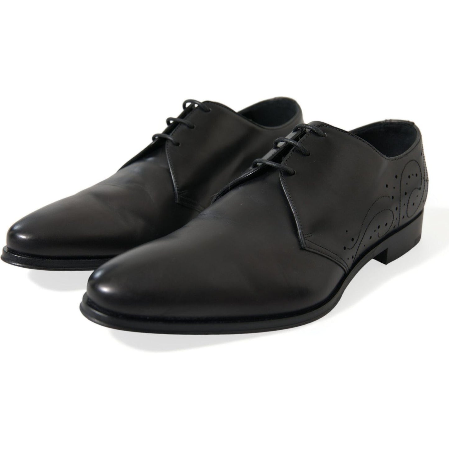 Dolce & Gabbana Elegant Black Leather Derby Dress Shoes Dolce & Gabbana Dark Slate Gray