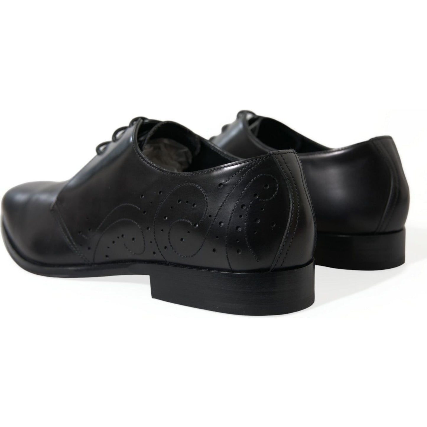Dolce & Gabbana Elegant Black Leather Derby Dress Shoes Dolce & Gabbana Dark Slate Gray