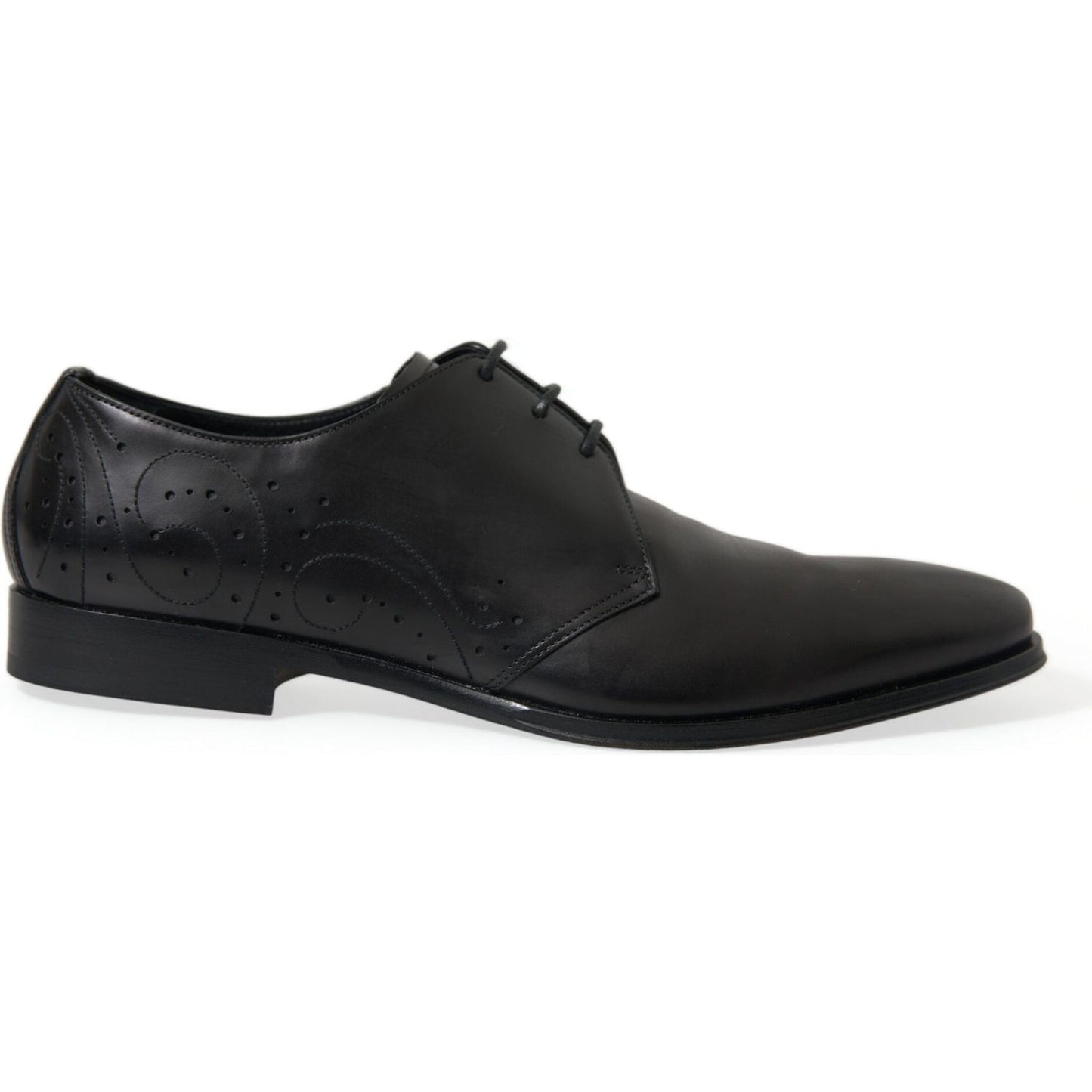 Dolce & Gabbana Elegant Black Leather Derby Dress Shoes Dolce & Gabbana Dark Slate Gray