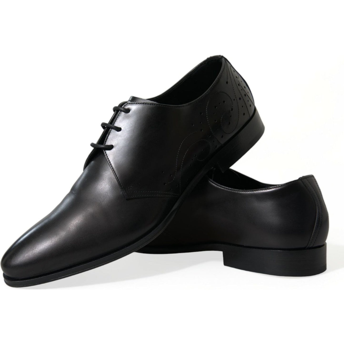 Dolce & Gabbana Elegant Black Leather Derby Dress Shoes Dolce & Gabbana Black