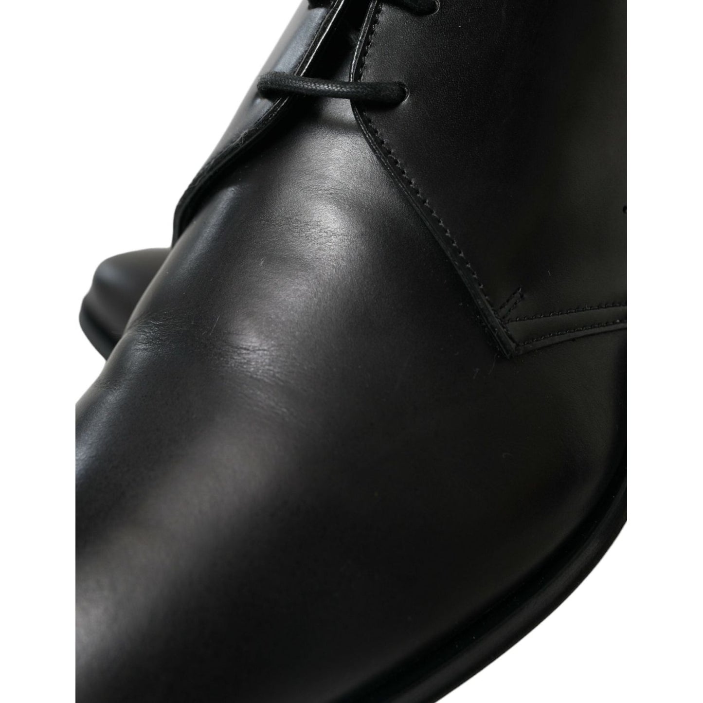 Dolce & Gabbana Elegant Black Leather Derby Dress Shoes Dolce & Gabbana Black