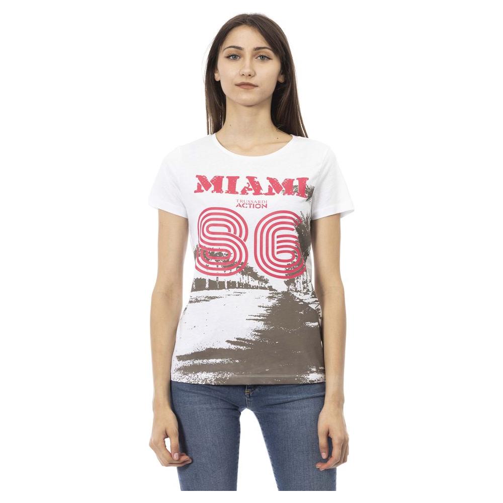 Trussardi Action White Cotton Women T-Shirt Trussardi Action Rosy Brown