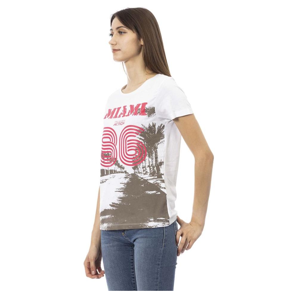 Trussardi Action White Cotton Women T-Shirt Trussardi Action Rosy Brown
