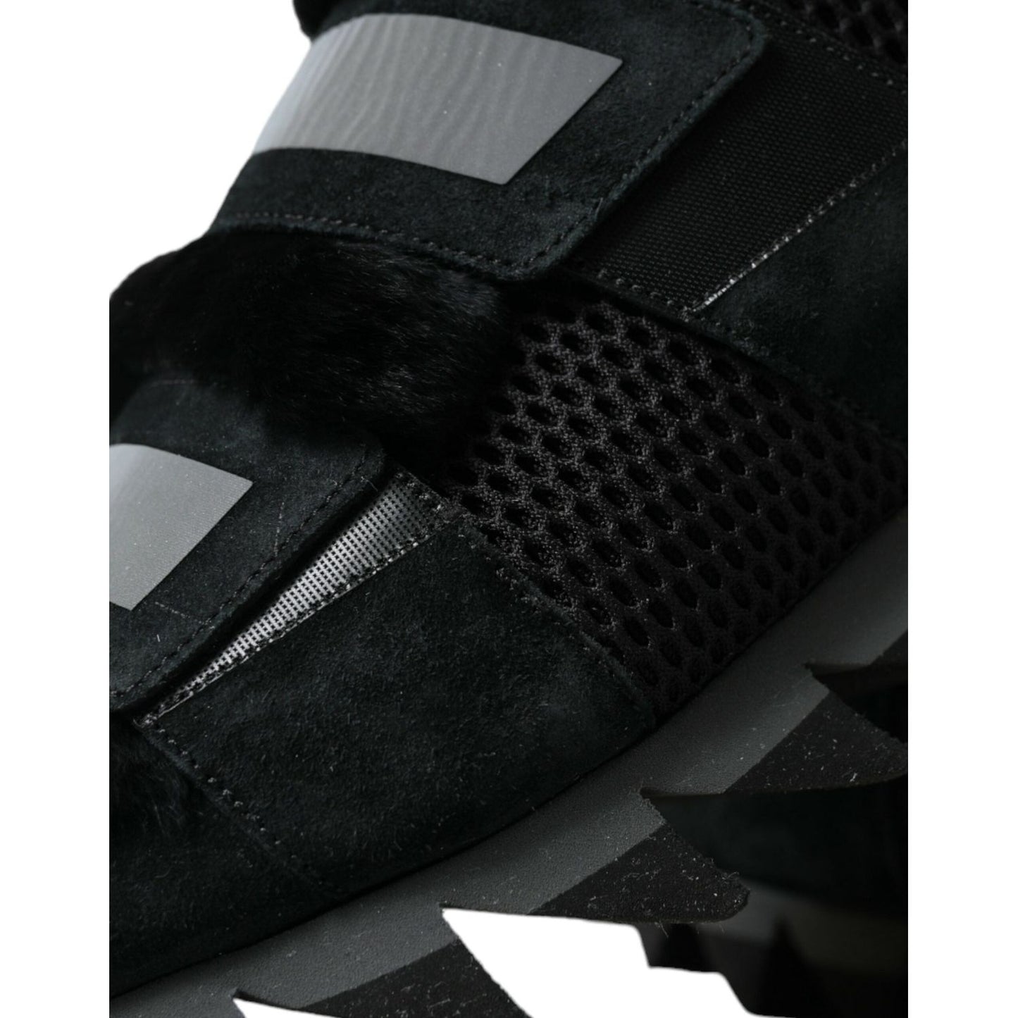 Dolce & Gabbana Elegant Fur-Embellished Suede Sneakers Dolce & Gabbana Black