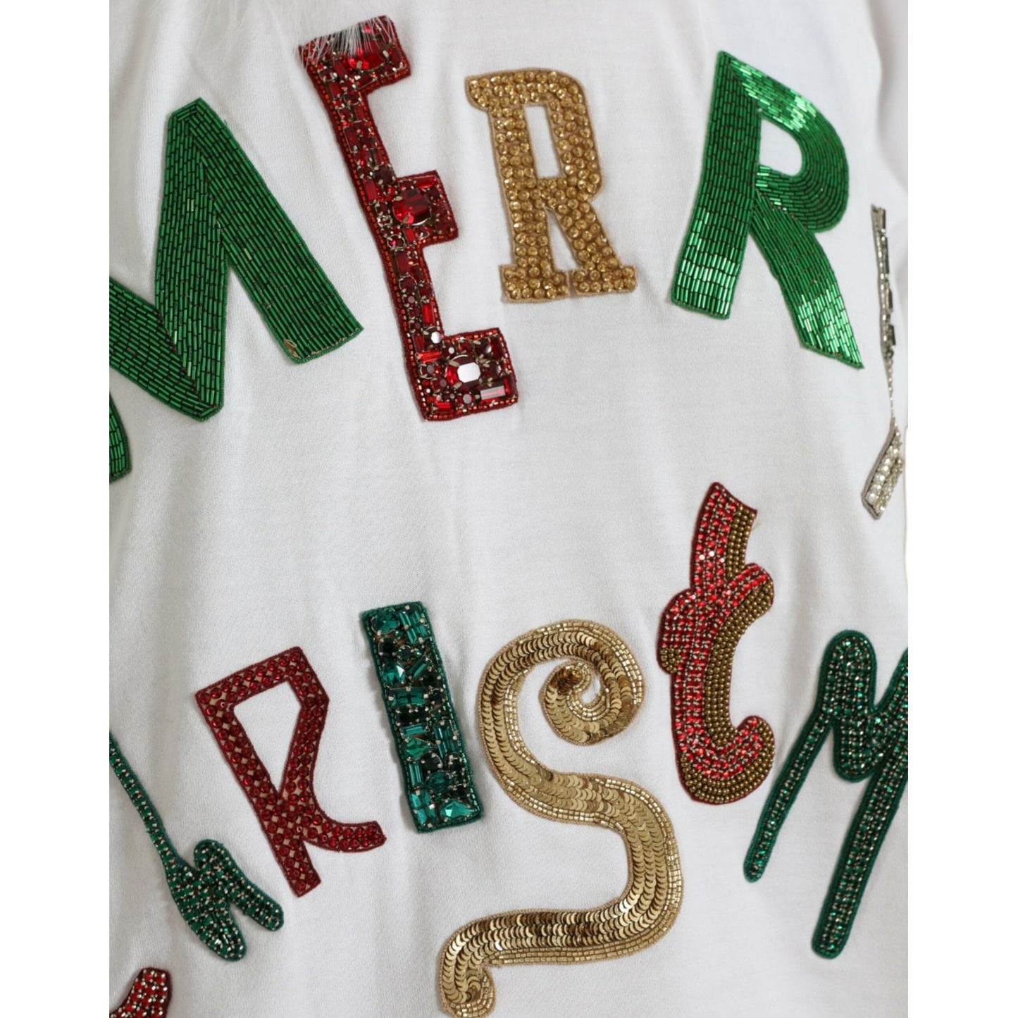 Dolce & Gabbana Elegant Sequined Cotton Tee Dolce & Gabbana Light Gray