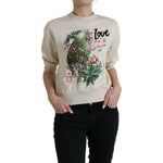 Dolce & Gabbana Elegant Jungle Print Crewneck Sweater Dolce & Gabbana Dark Gray