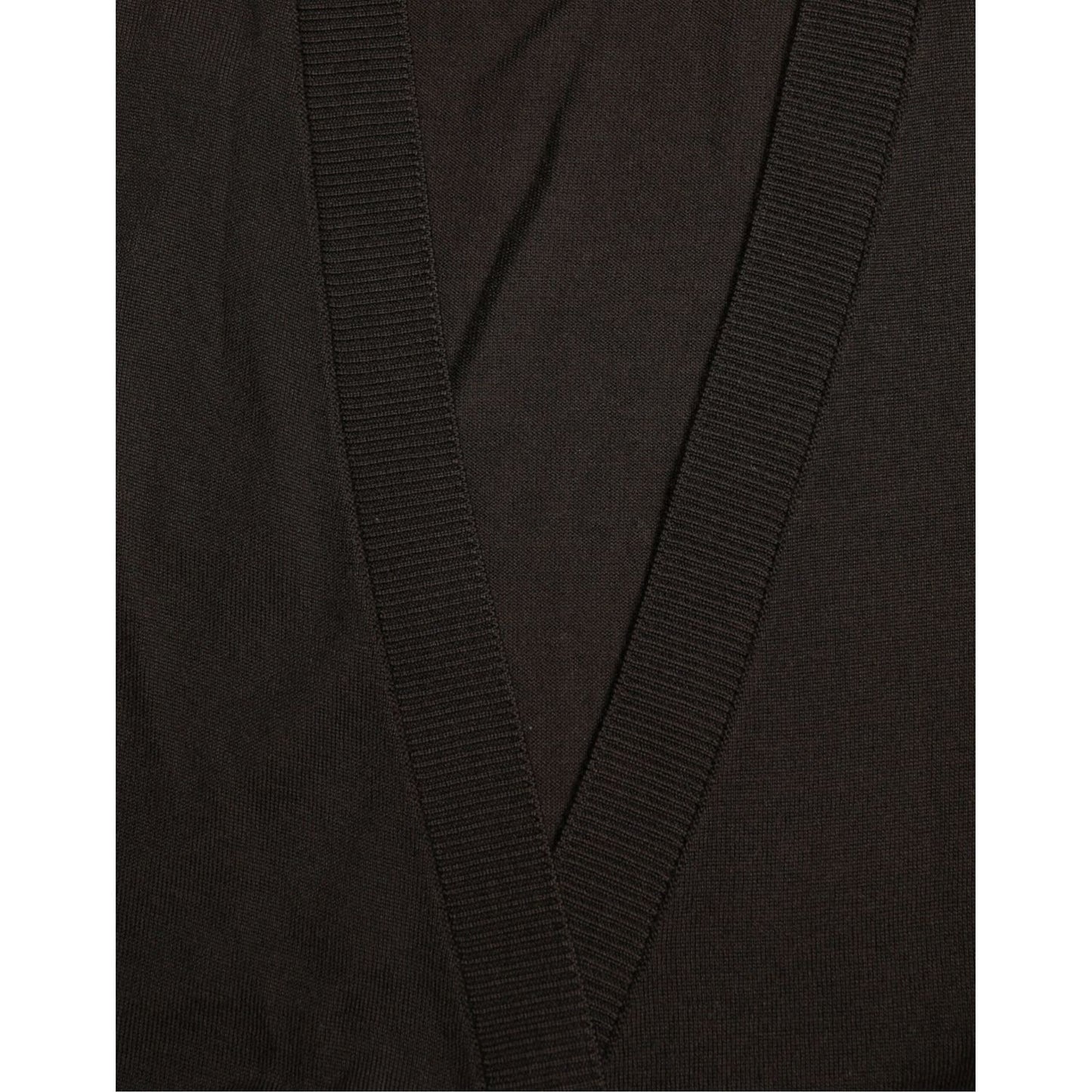 Dolce & Gabbana Black Wool V-neck Crossed Cardigan Sweater TSH84349-42
