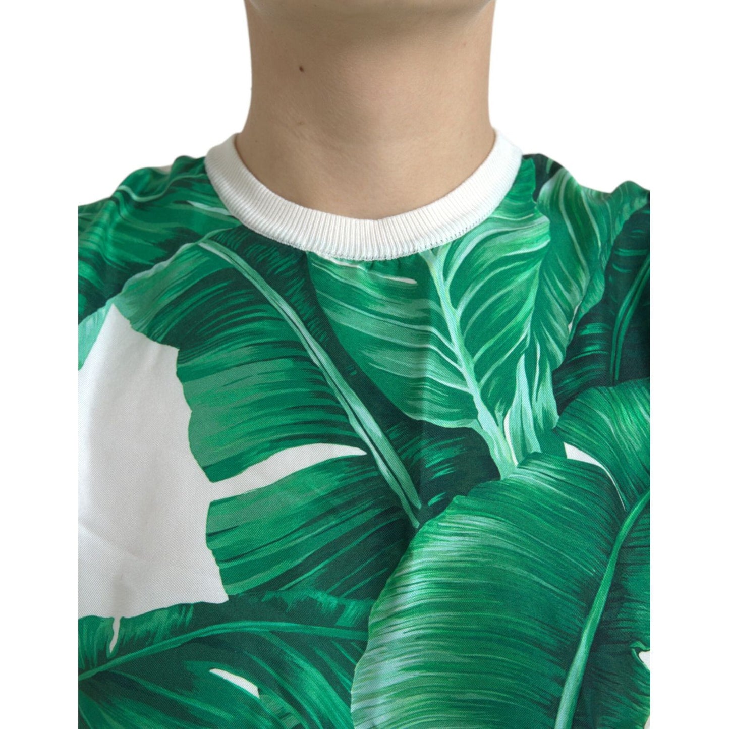 Dolce & Gabbana Silk Banana Leaf Print Tank Top Dolce & Gabbana Sea Green