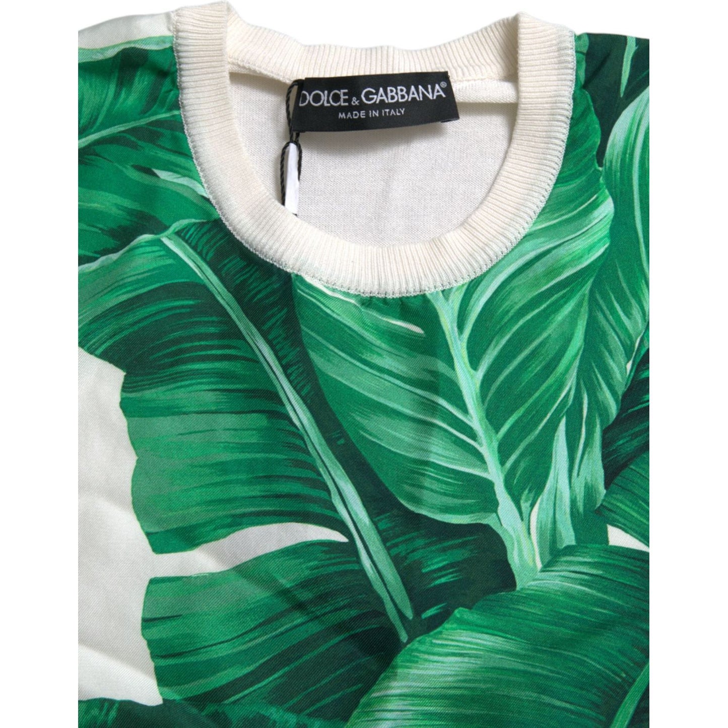 Dolce & Gabbana Silk Banana Leaf Print Tank Top Dolce & Gabbana Light Gray