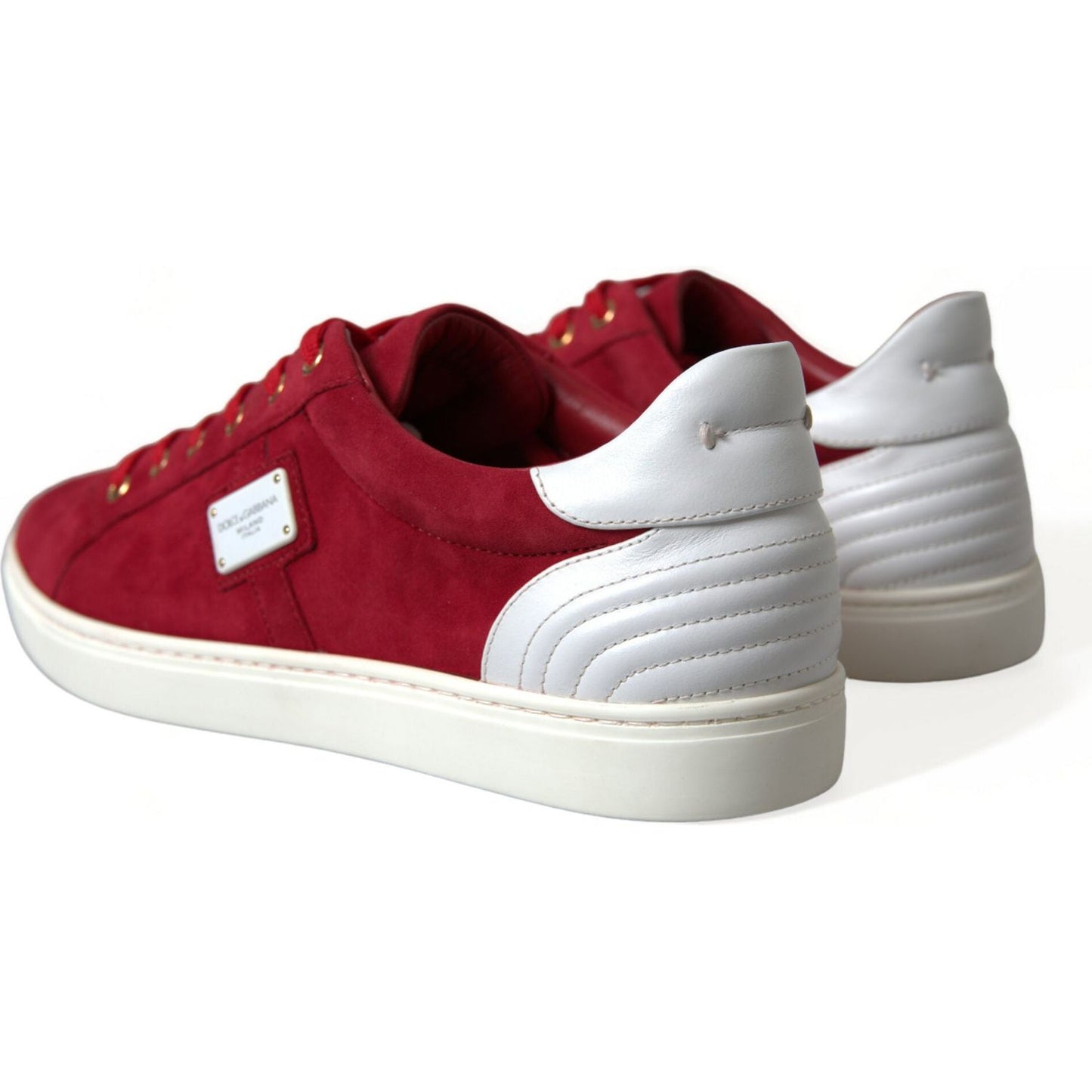 Dolce & Gabbana Elegant Red & White Leather Sneakers Dolce & Gabbana Light Gray