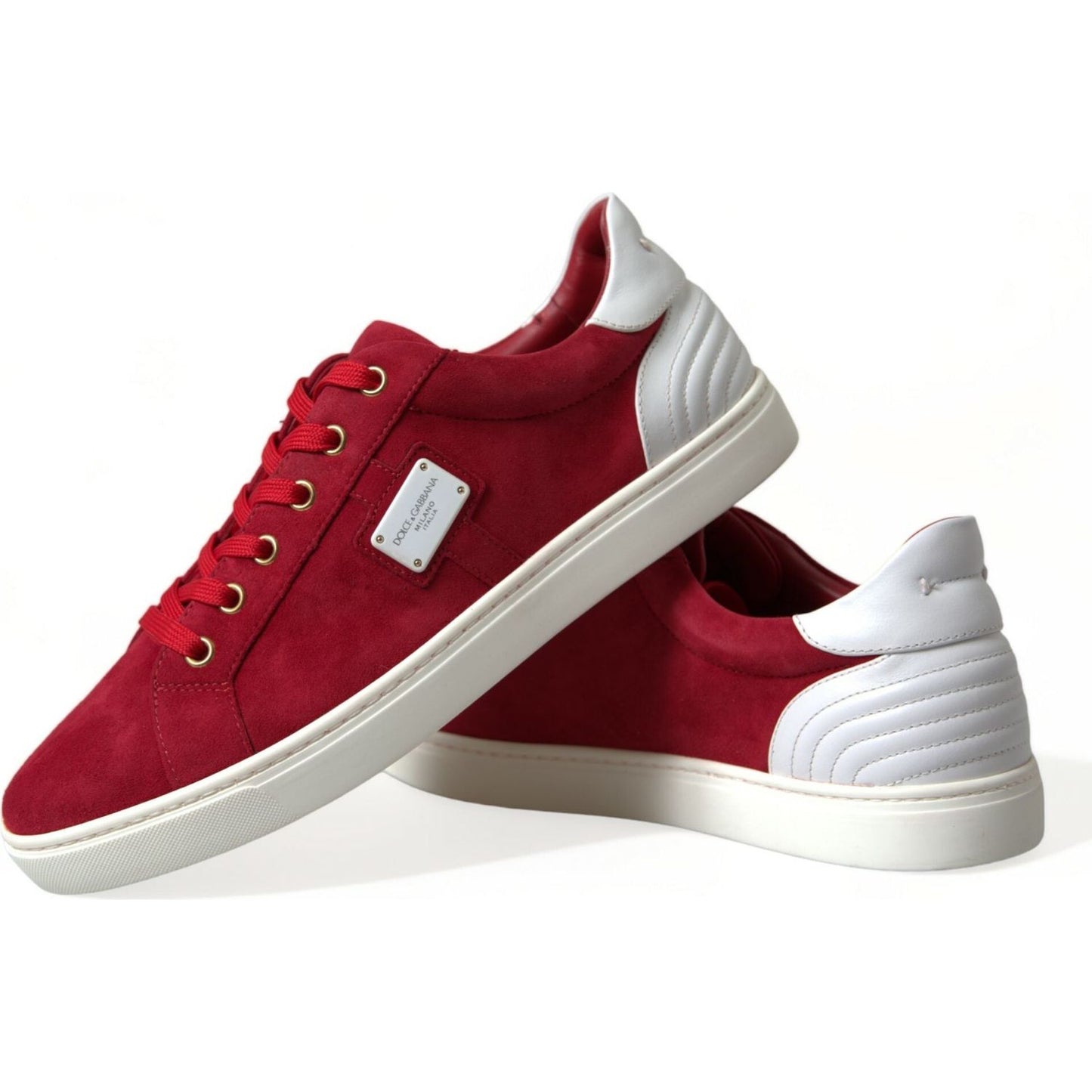 Dolce & Gabbana Elegant Red & White Leather Sneakers Dolce & Gabbana Light Gray