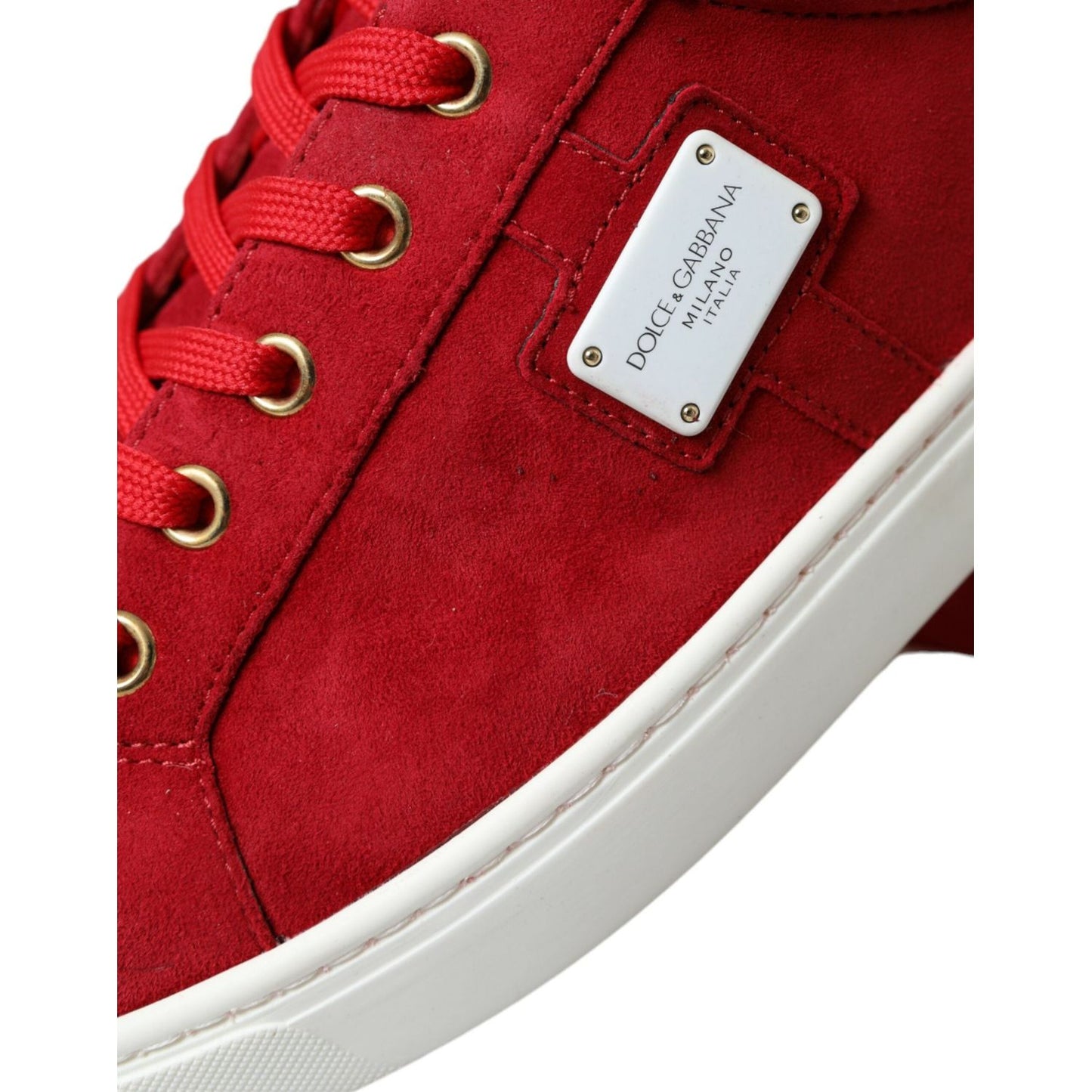 Dolce & Gabbana Elegant Red & White Leather Sneakers Dolce & Gabbana Dark Red