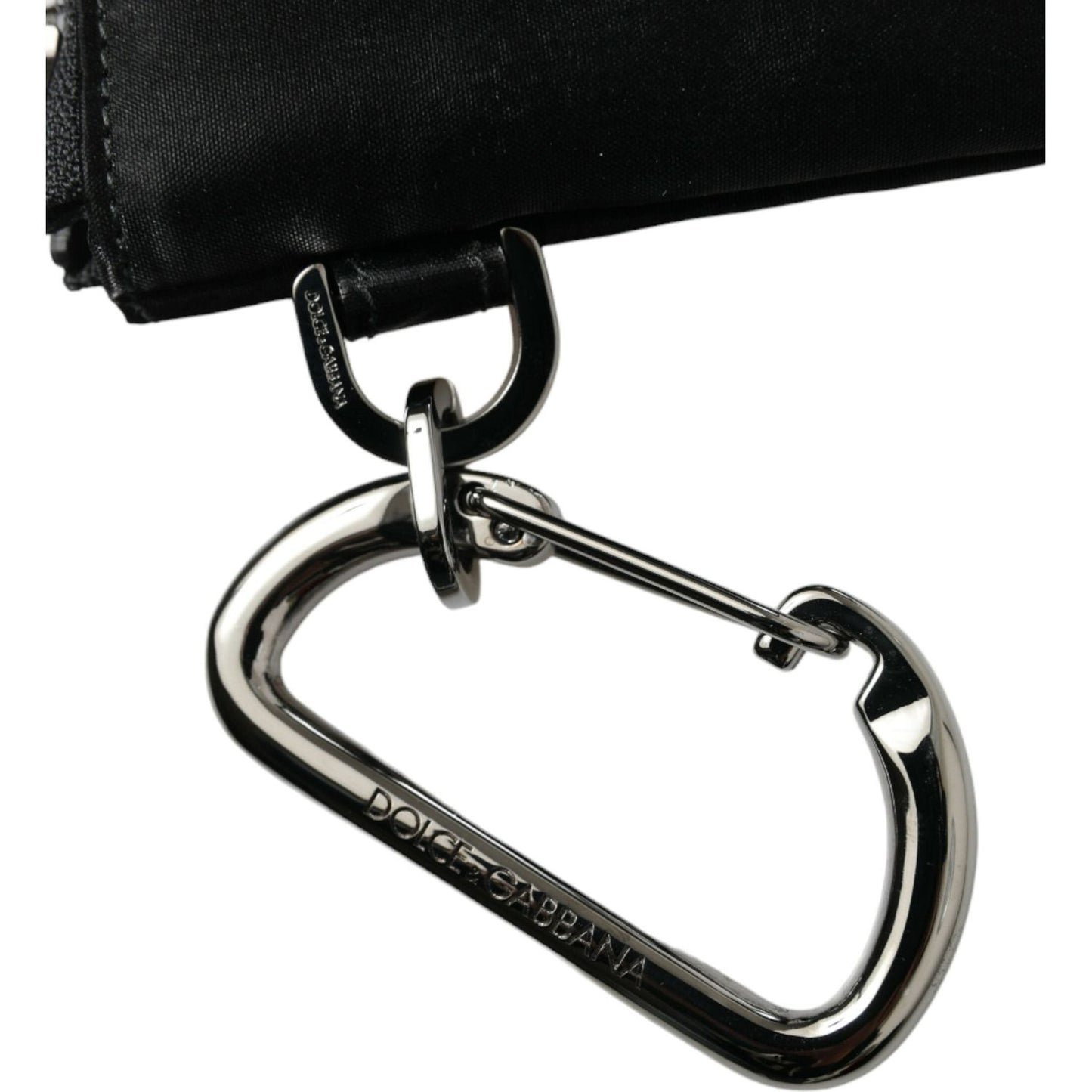 Dolce & Gabbana Elite Black Nylon & Leather Pouch with Logo Detail Dolce & Gabbana Black