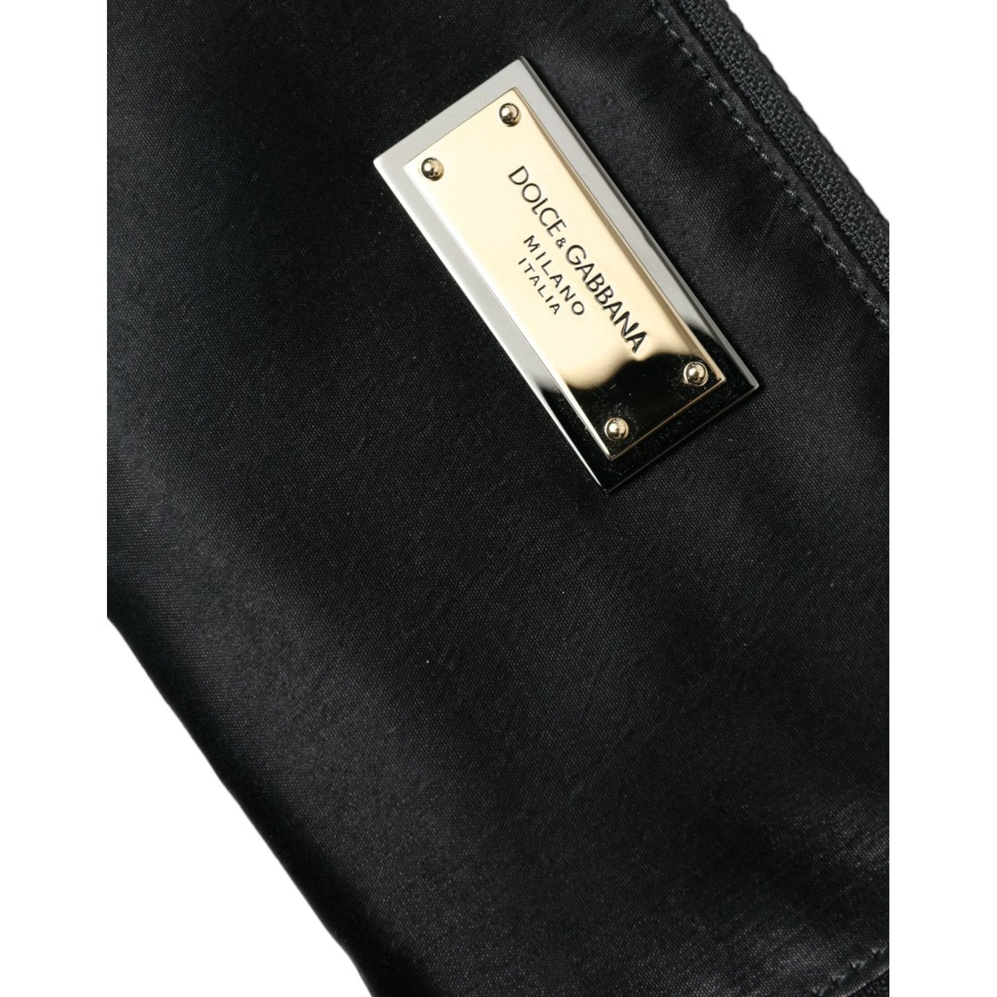 Dolce & Gabbana Elite Black Nylon & Leather Pouch with Logo Detail Dolce & Gabbana Black