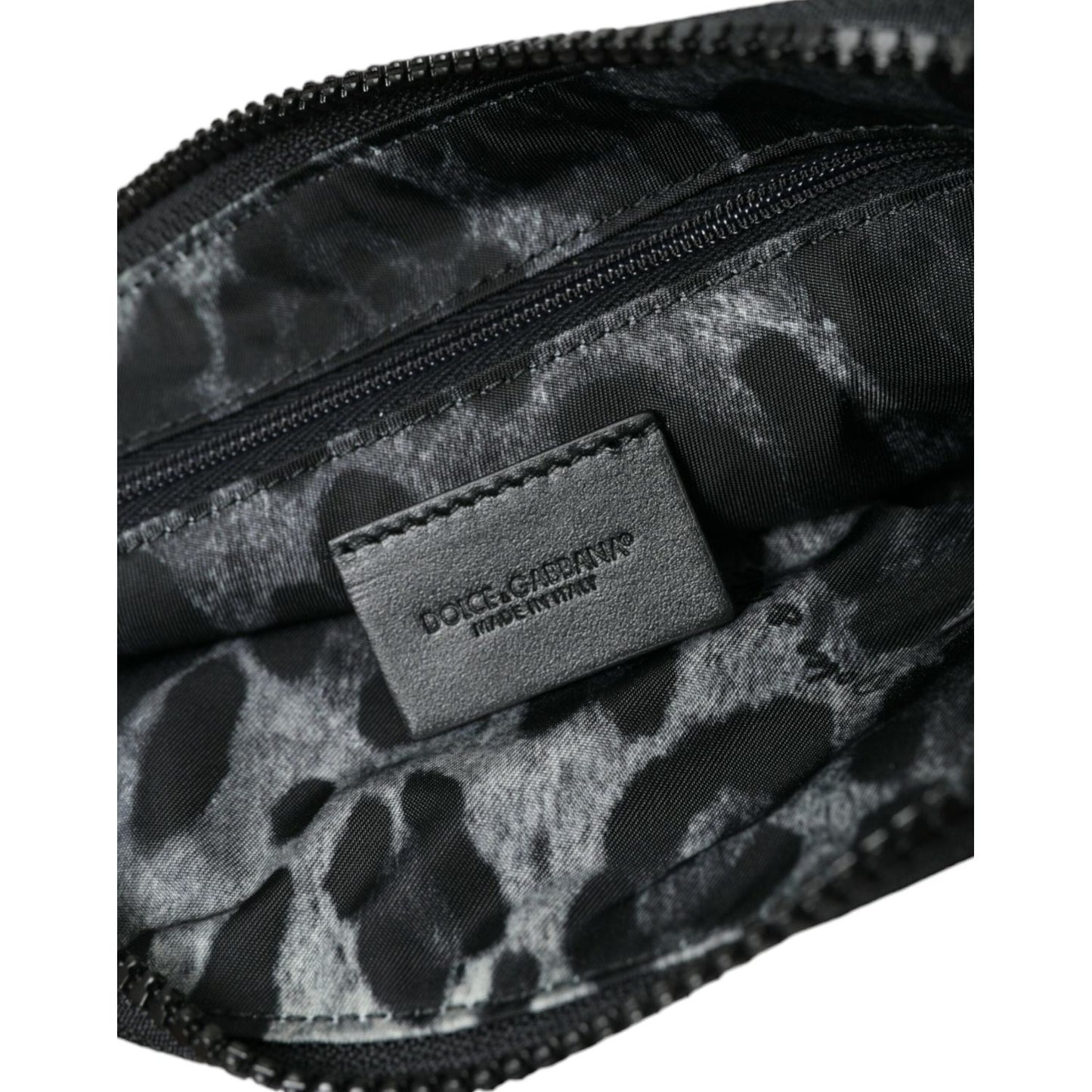 Dolce & Gabbana Elite Black Nylon & Leather Pouch with Logo Detail Dolce & Gabbana Dark Slate Gray