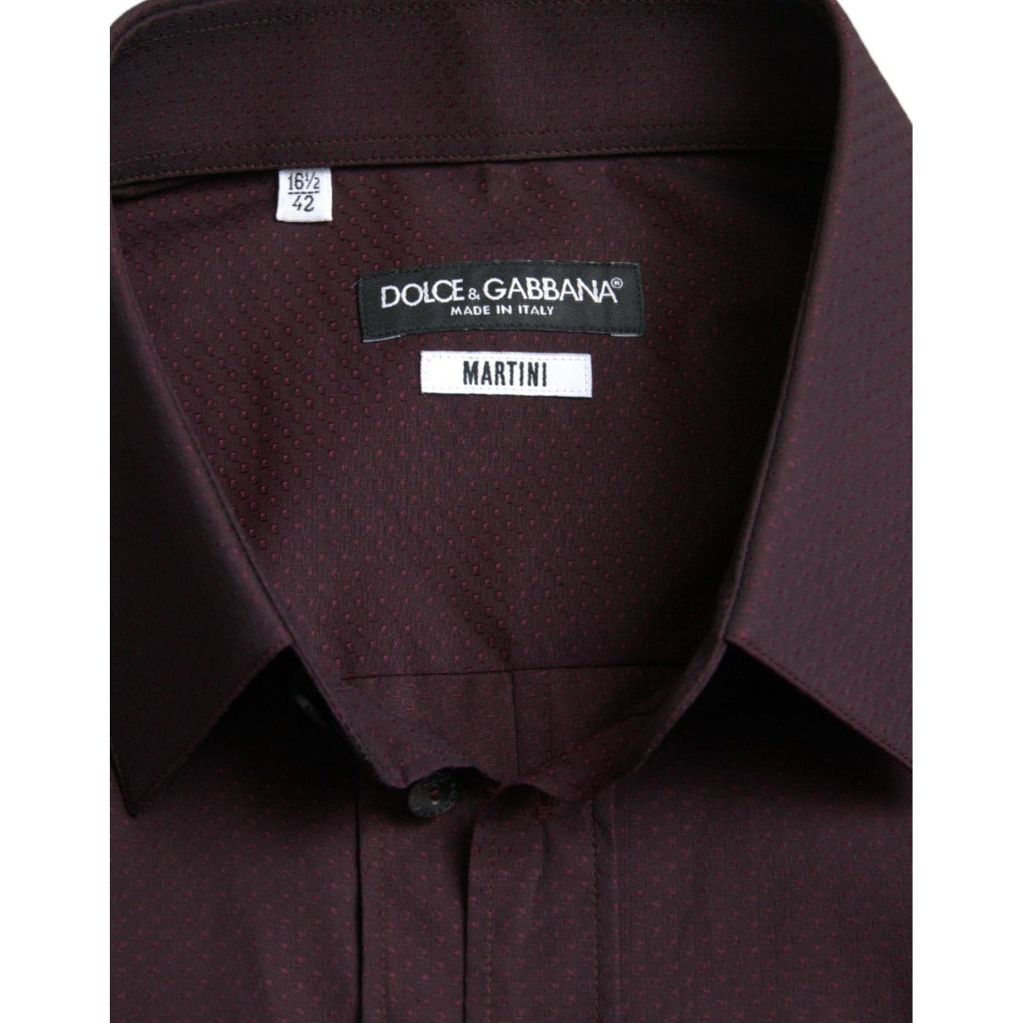 Dolce & Gabbana Maroon Jacquard Formal Dress MARTINI Shirt