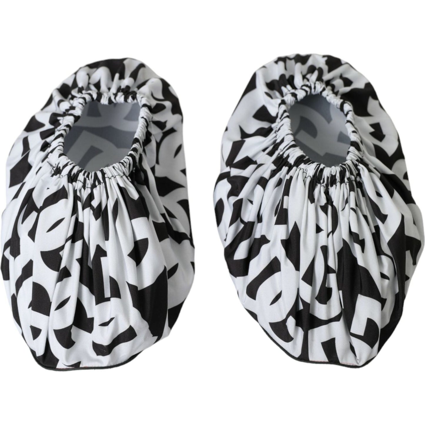 Dolce & Gabbana White Logo Print Nylon Slip On Flats Shoes Dolce & Gabbana