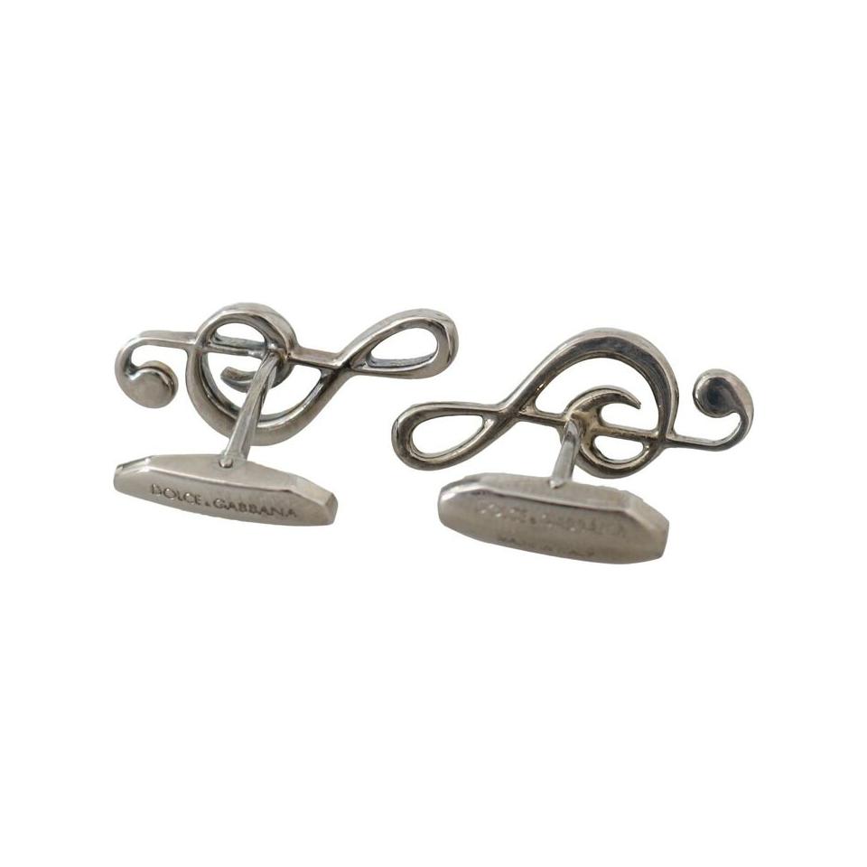Dolce & Gabbana Elegant Silver Tremble Clef Cufflinks Cufflinks Dolce & Gabbana Slate Gray