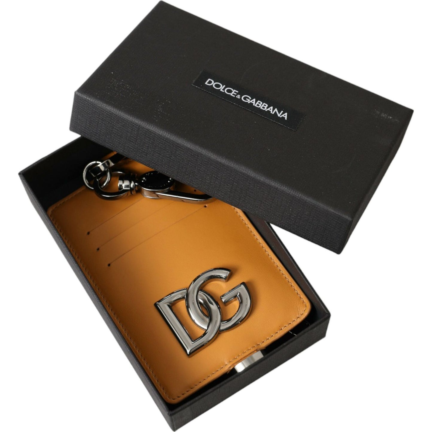 Dolce & Gabbana Elegant Orange Calf Leather Card Holder Dolce & Gabbana Dark Slate Gray