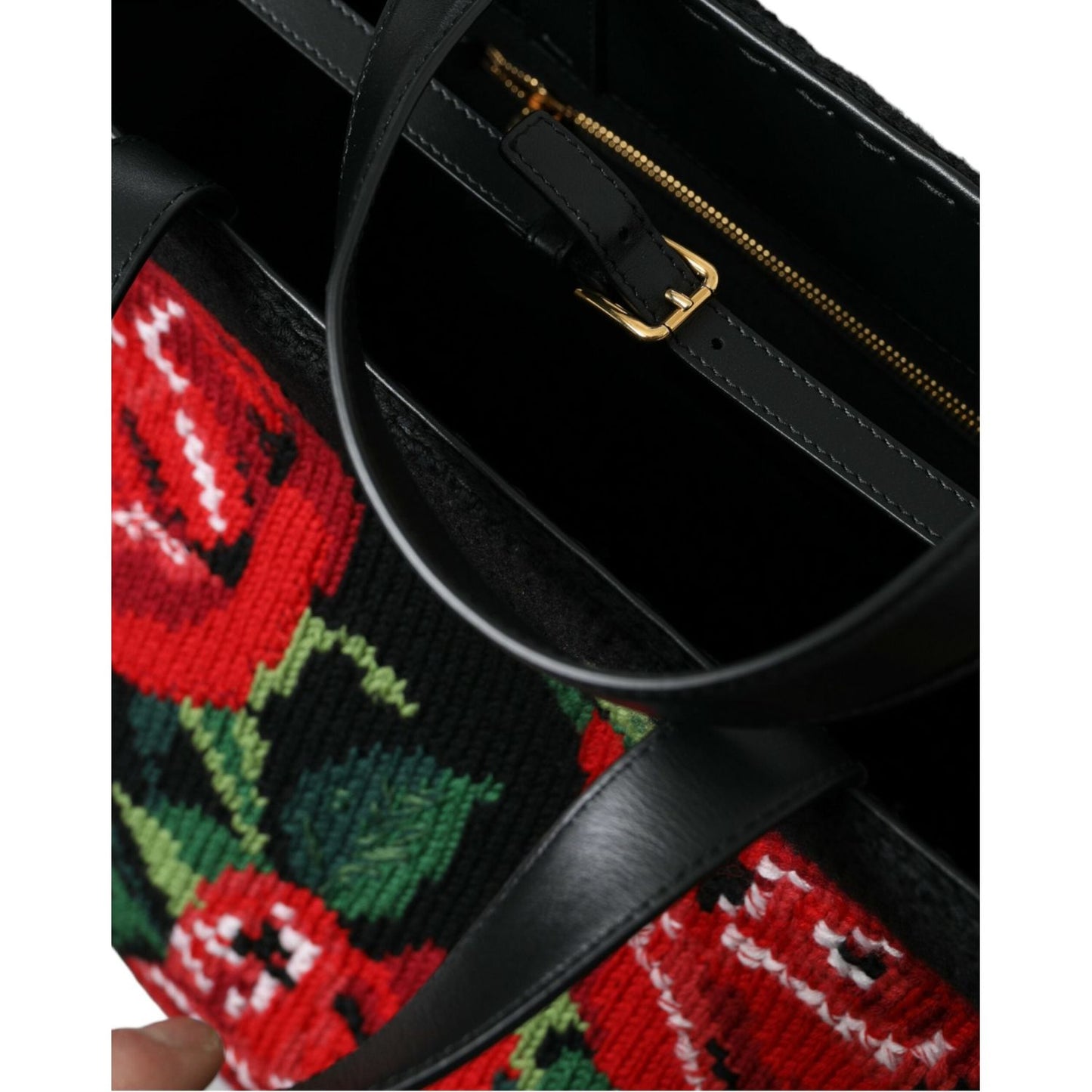 Dolce & Gabbana Chic Embroidered Floral Black Tote Dolce & Gabbana Brown