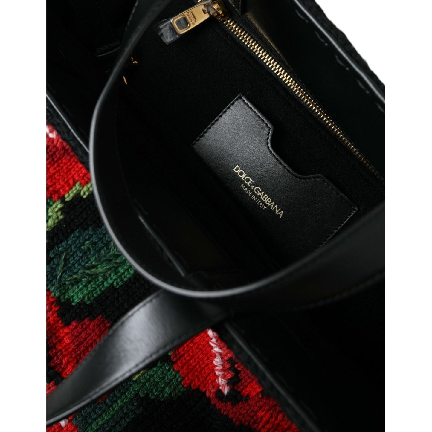 Dolce & Gabbana Chic Embroidered Floral Black Tote Dolce & Gabbana Black