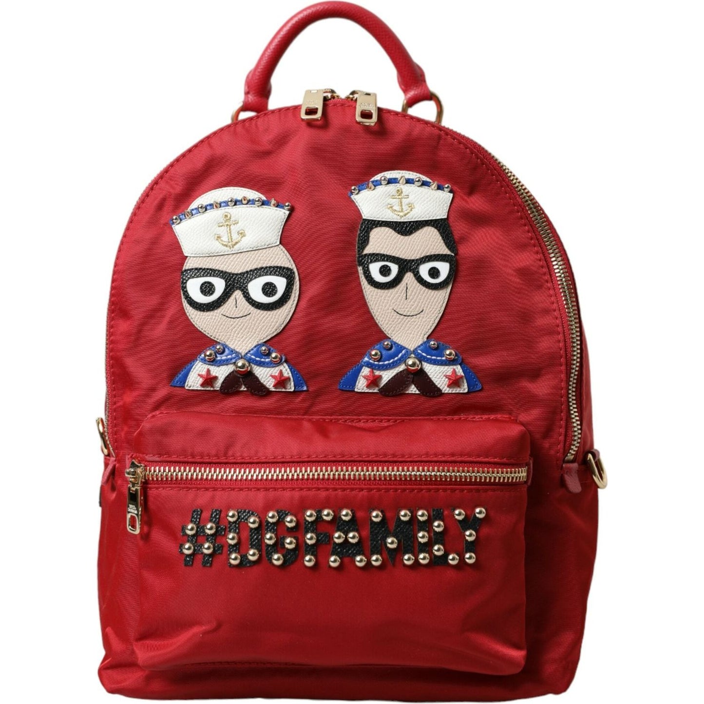Dolce & Gabbana Embellished Red Backpack with Gold Detailing Dolce & Gabbana Brown
