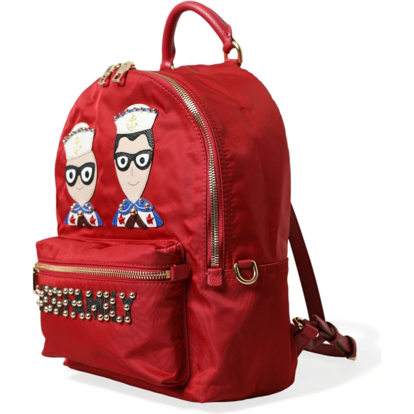 Dolce & Gabbana Embellished Red Backpack with Gold Detailing Dolce & Gabbana Brown