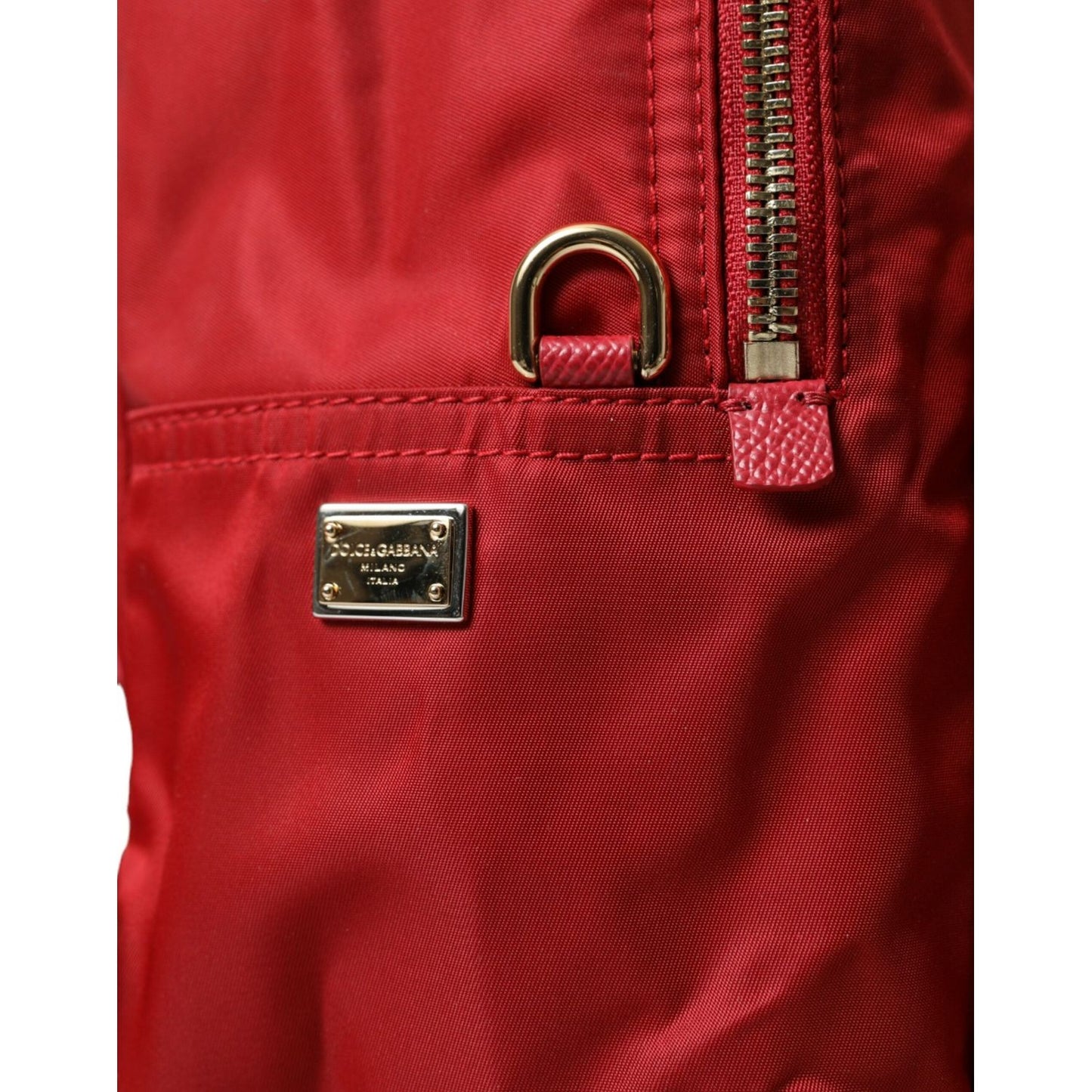 Dolce & Gabbana Embellished Red Backpack with Gold Detailing Dolce & Gabbana Brown