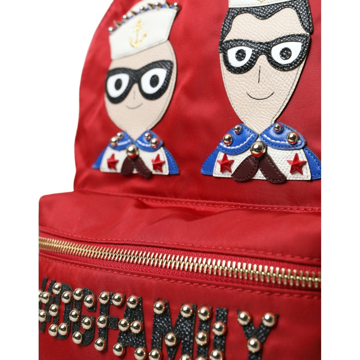 Dolce & Gabbana Embellished Red Backpack with Gold Detailing Dolce & Gabbana Brown