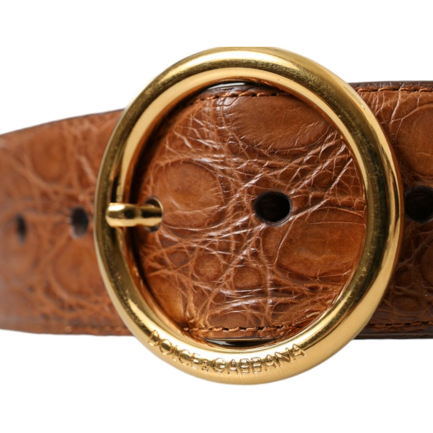 Dolce & Gabbana Elegant Exotic Leather Belt - Rich Brown Dolce & Gabbana Saddle Brown