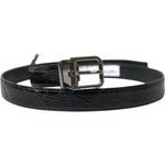 Dolce & Gabbana Black Leather Silver Metal Buckle Belt BEL9106-90